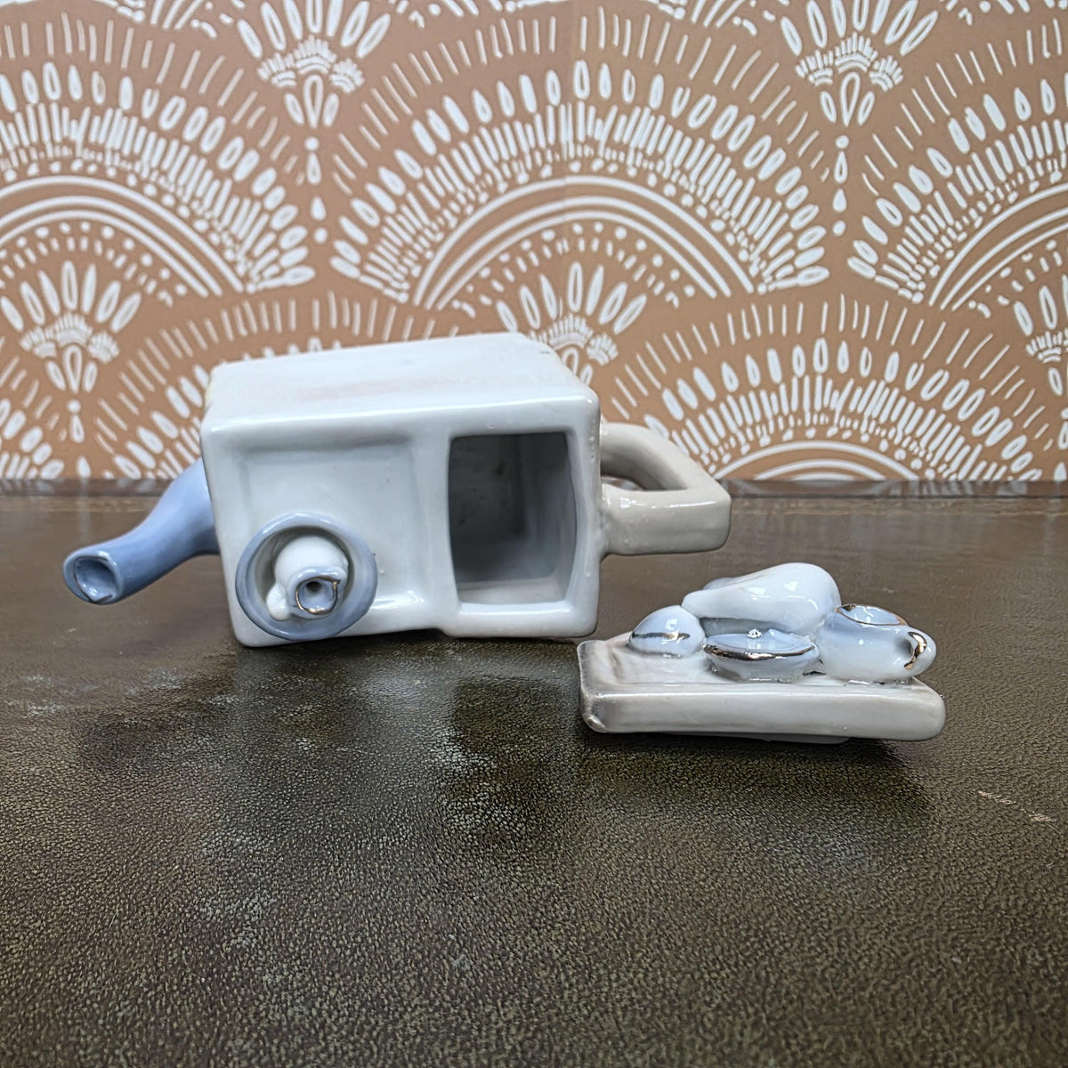 Ceramic Teapot Miniature Kitchen Design Collectors Piece Novelty Pottery Sewing Machine Cottage Corn Variants