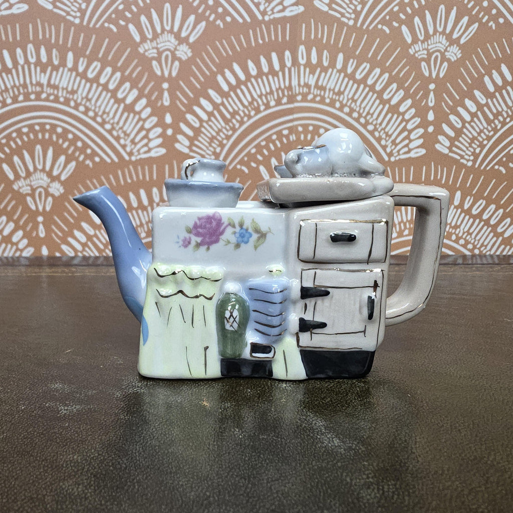 Ceramic Teapot Miniature Kitchen Design Collectors Piece Novelty Pottery Sewing Machine Cottage Corn Variants