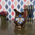 Copper Lustre Floral Pitcher Vintage Ceramic Jug Hand Painted Folk Art Cottage Decor Collectible