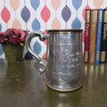 Vintage Engraved Pewter Tankard Mug Ornate Handle Greg Thank You Gift 1995 Barware Collectible