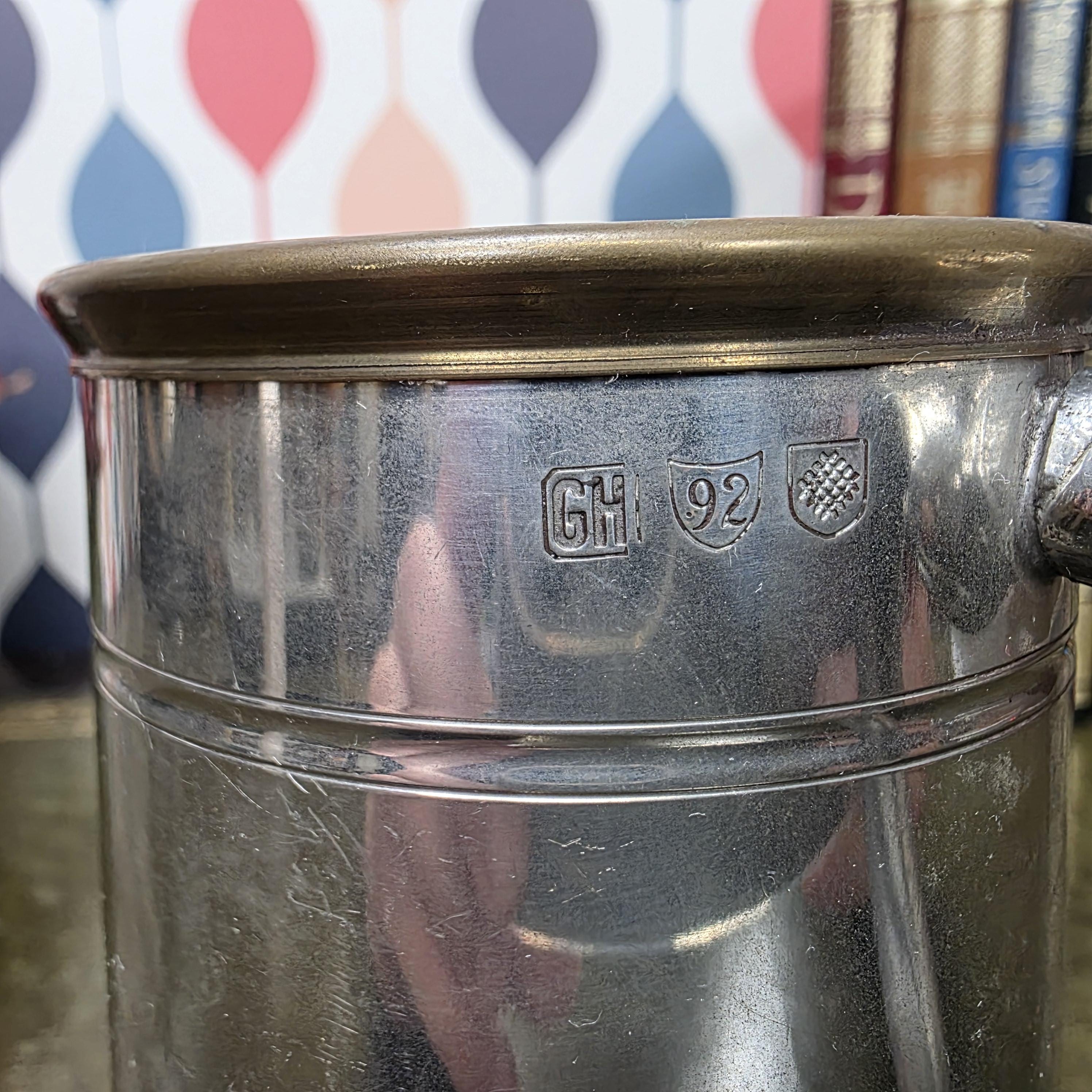 Vintage Engraved Pewter Tankard Mug Ornate Handle Greg Thank You Gift 1995 Barware Collectible
