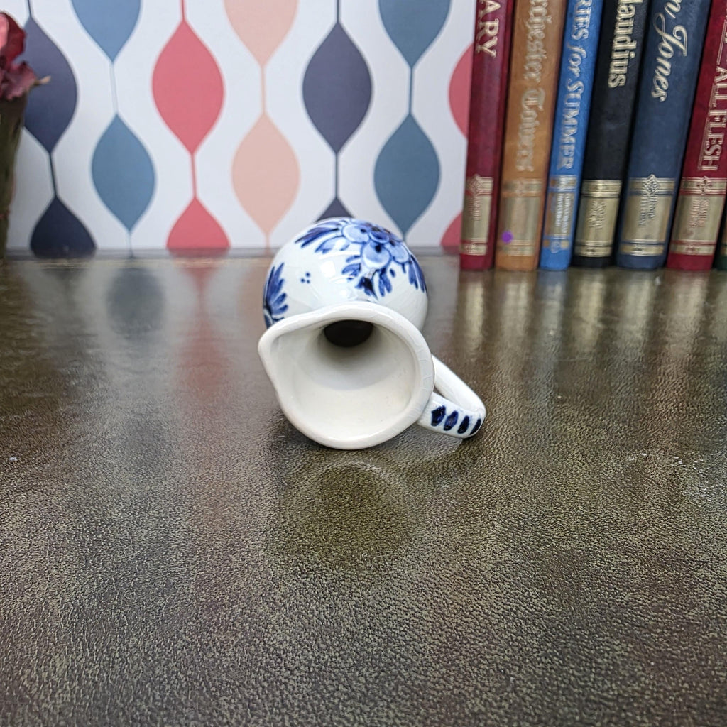 Vintage Delft Blue Mini Pitcher Hand Painted Small Ceramic Jug Holland Miniature Creamer Vase