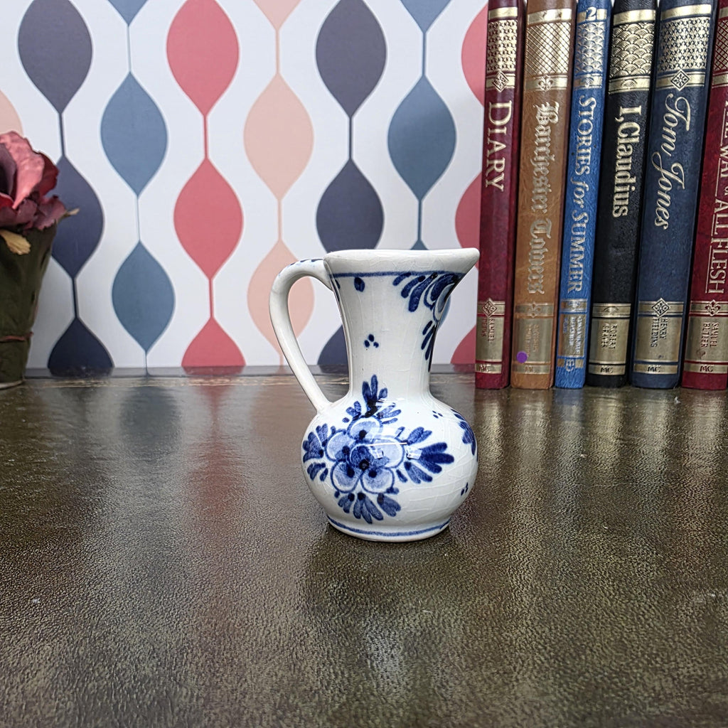 Vintage Delft Blue Mini Pitcher Hand Painted Small Ceramic Jug Holland Miniature Creamer Vase