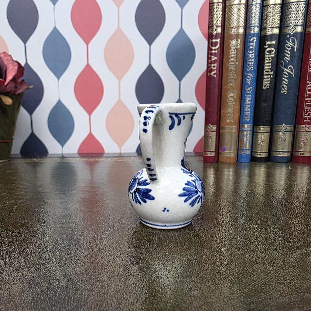 Vintage Delft Blue Mini Pitcher Hand Painted Small Ceramic Jug Holland Miniature Creamer Vase
