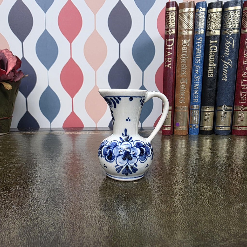 Vintage Delft Blue Mini Pitcher Hand Painted Small Ceramic Jug Holland Miniature Creamer Vase