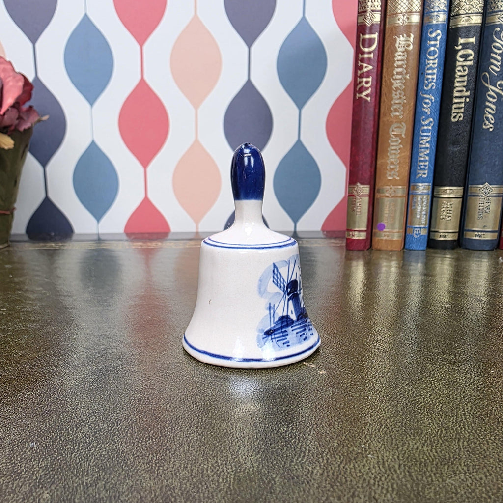 Vintage Delft Blue Bell Hand Painted Ceramic Mini Bell Holland Souvenir Windmill Decor Collectible