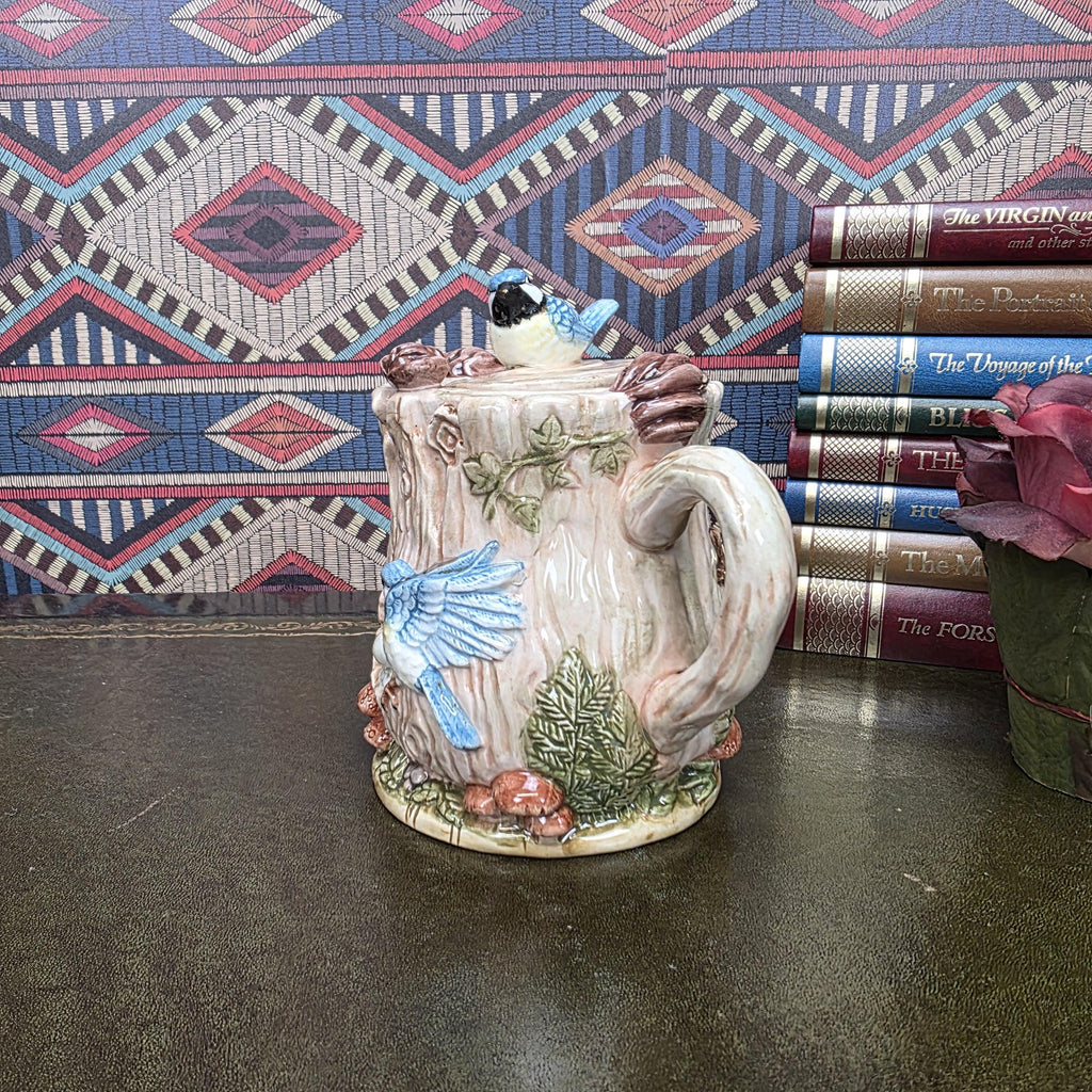 Vintage Leonardo Collection Bird Teapot Decorative Ceramic Woodland Cottagecore Bluebird Teapot Sculpture