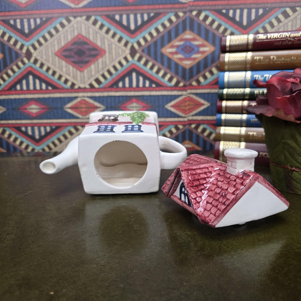 House Shaped Teapot Chocolate Shop Ceramic Teapot Vintage Cottage Decor Collectible Novelty Kitchen Piece