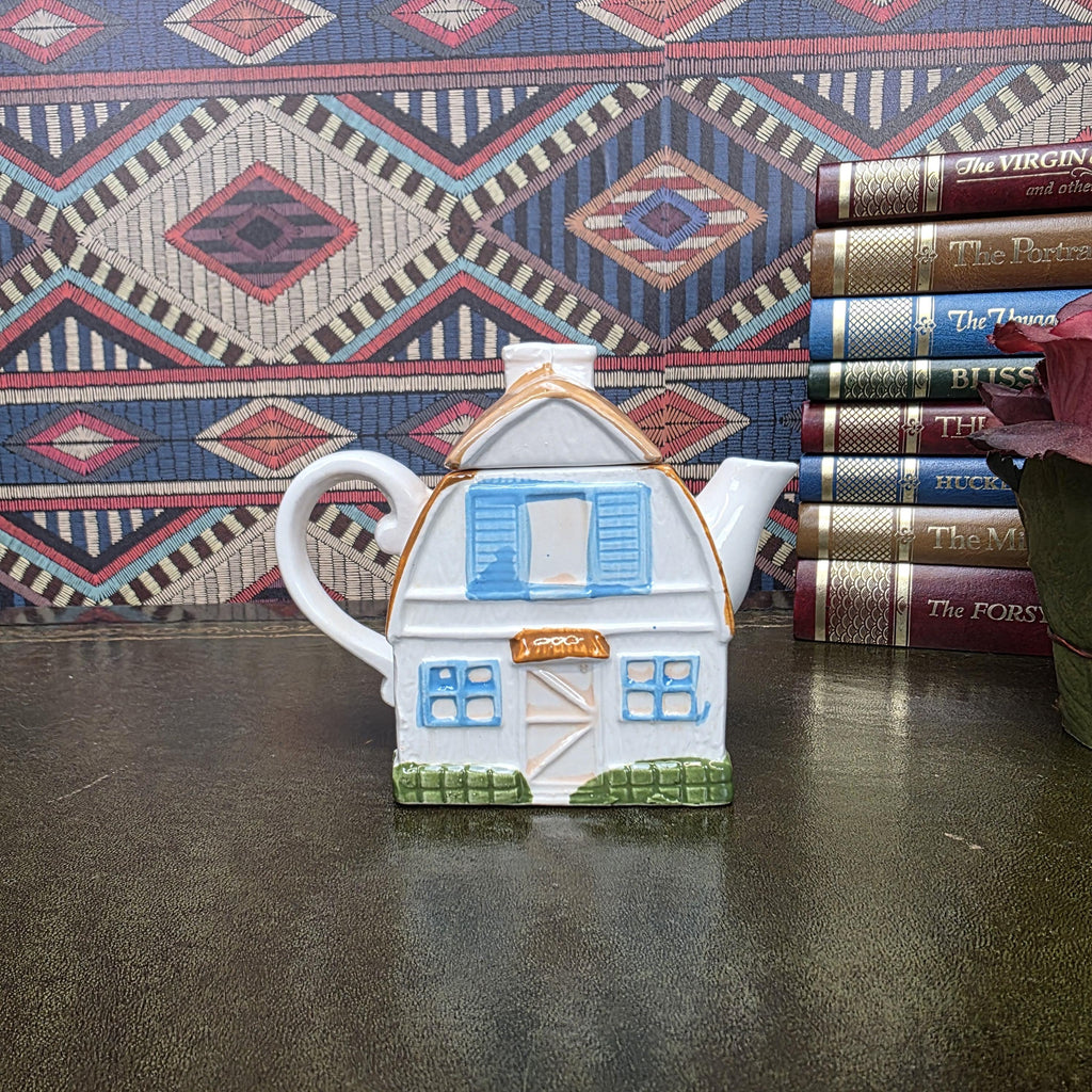 House Shape Ceramic Teapot Vintage Taiwan Cottage Style Novelty Kitchen Collectible Farmhouse Decor