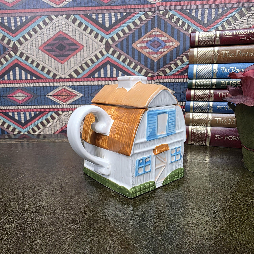 House Shape Ceramic Teapot Vintage Taiwan Cottage Style Novelty Kitchen Collectible Farmhouse Decor