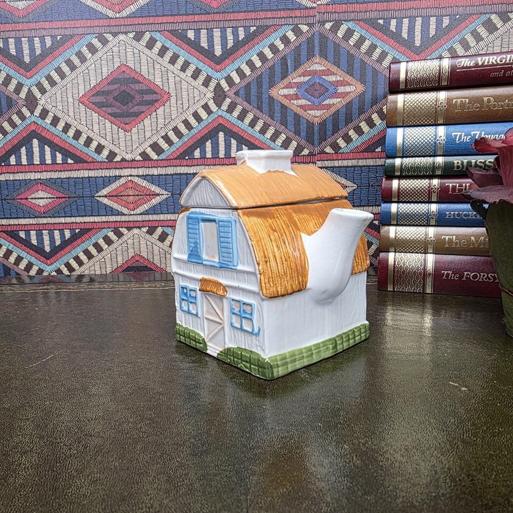 House Shape Ceramic Teapot Vintage Taiwan Cottage Style Novelty Kitchen Collectible Farmhouse Decor