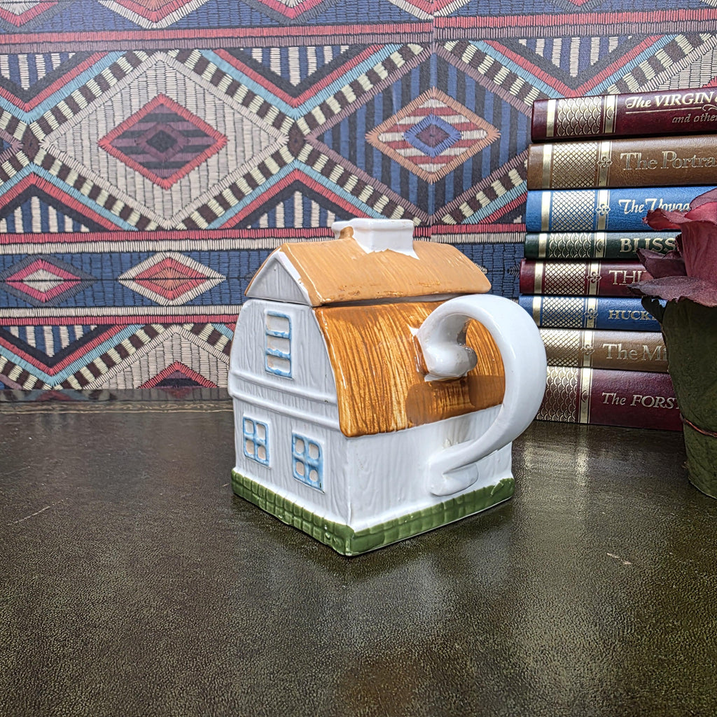 House Shape Ceramic Teapot Vintage Taiwan Cottage Style Novelty Kitchen Collectible Farmhouse Decor