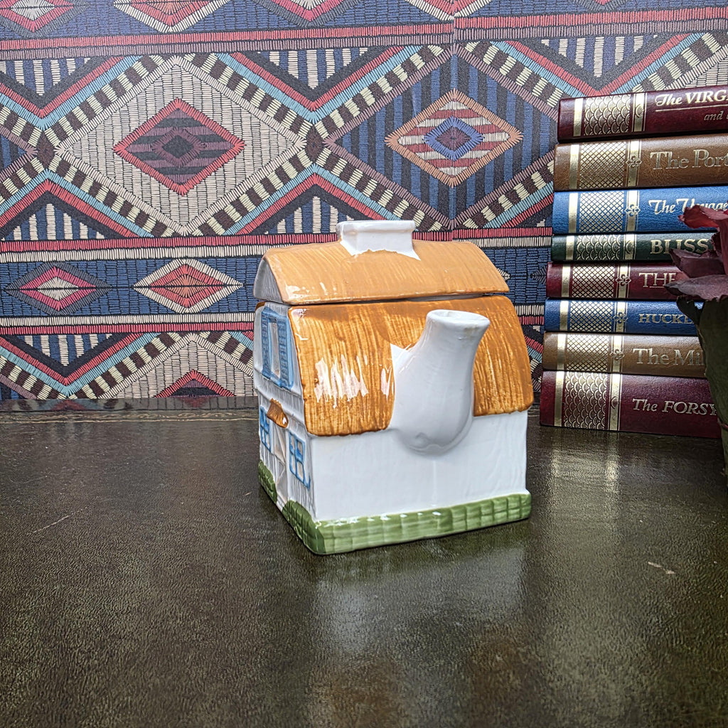 House Shape Ceramic Teapot Vintage Taiwan Cottage Style Novelty Kitchen Collectible Farmhouse Decor