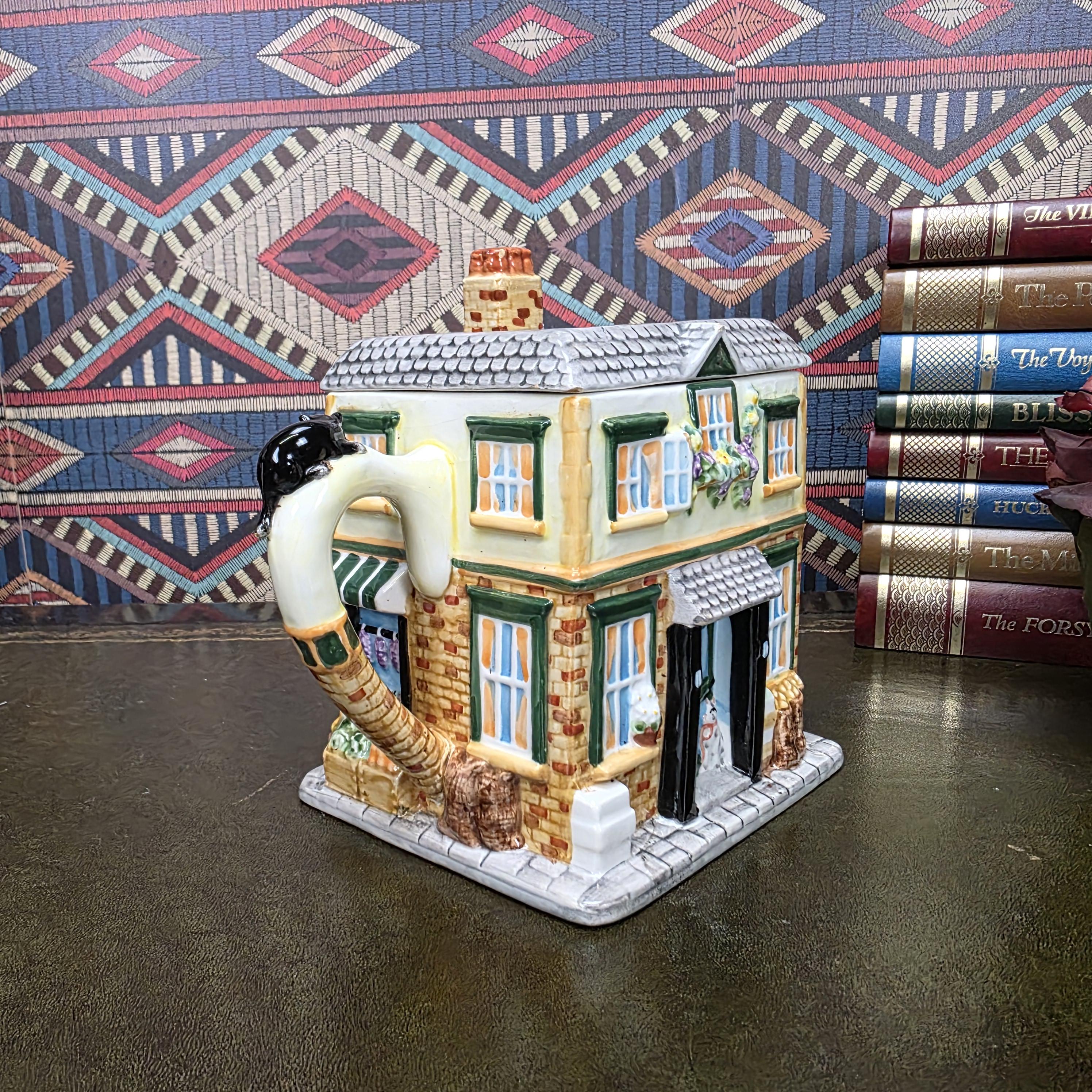 Vintage Ceramic Teapot House Greengrocer Leonardo Collection Decorative Cottage Teapot Collectible Kitchen Decor