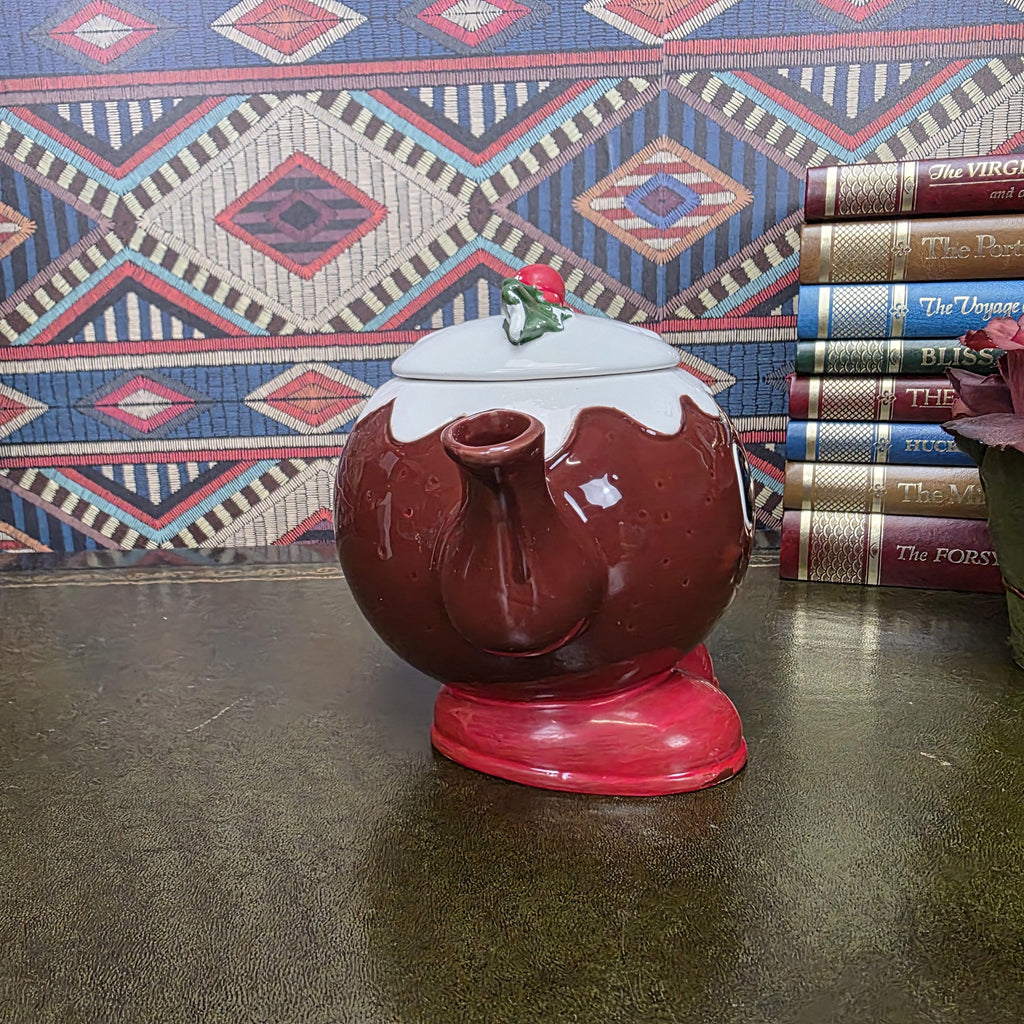 Vintage Ceramic Character Teapot Christmas Pudding Design Novelty Teapot Collectable Festive Kitchen Decor