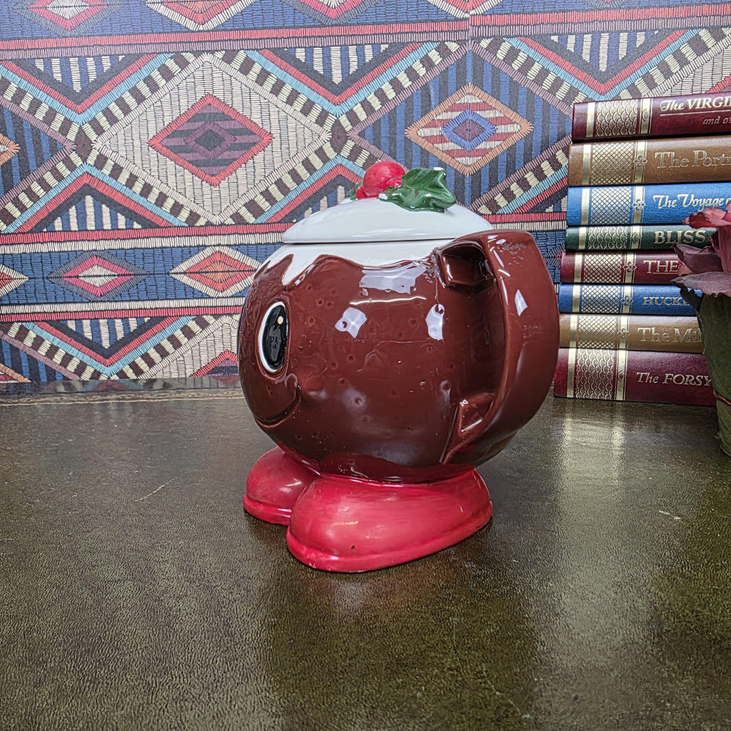Vintage Ceramic Character Teapot Christmas Pudding Design Novelty Teapot Collectable Festive Kitchen Decor