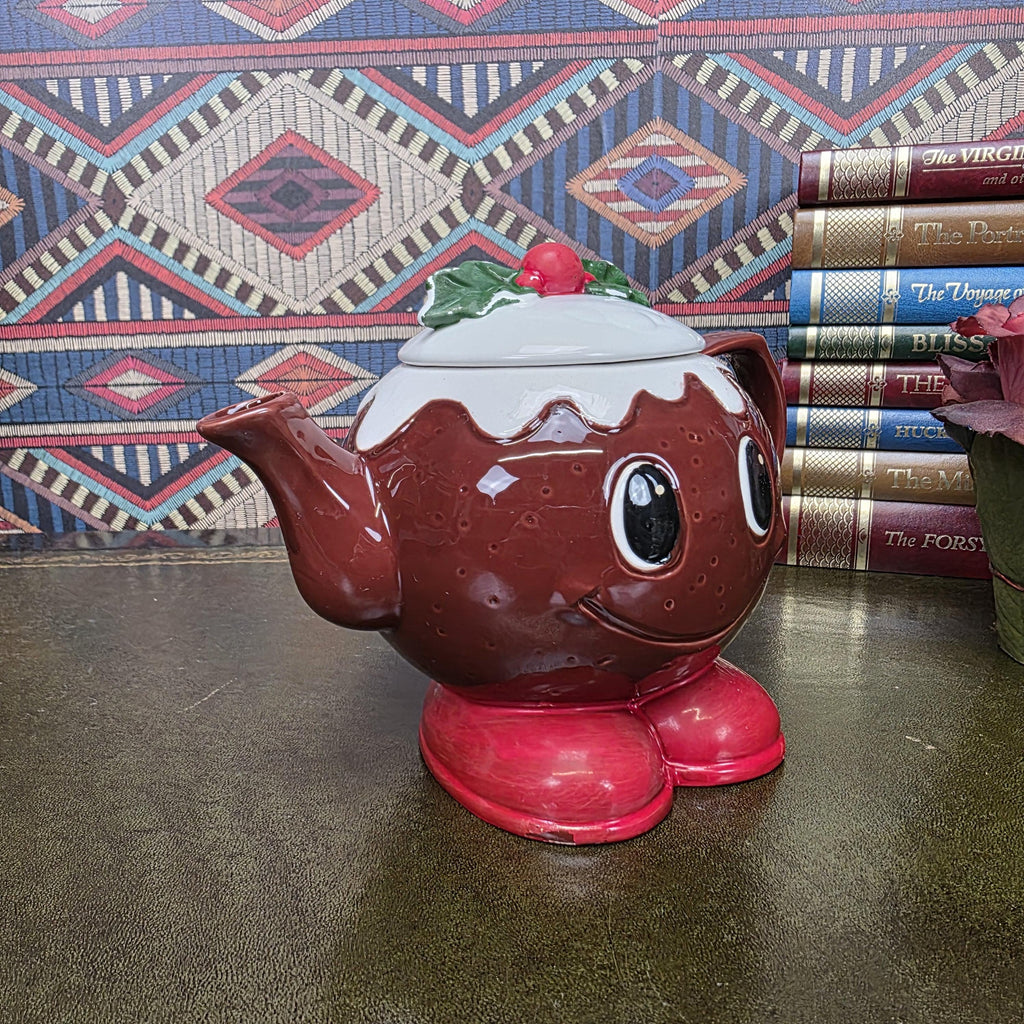 Vintage Ceramic Character Teapot Christmas Pudding Design Novelty Teapot Collectable Festive Kitchen Decor