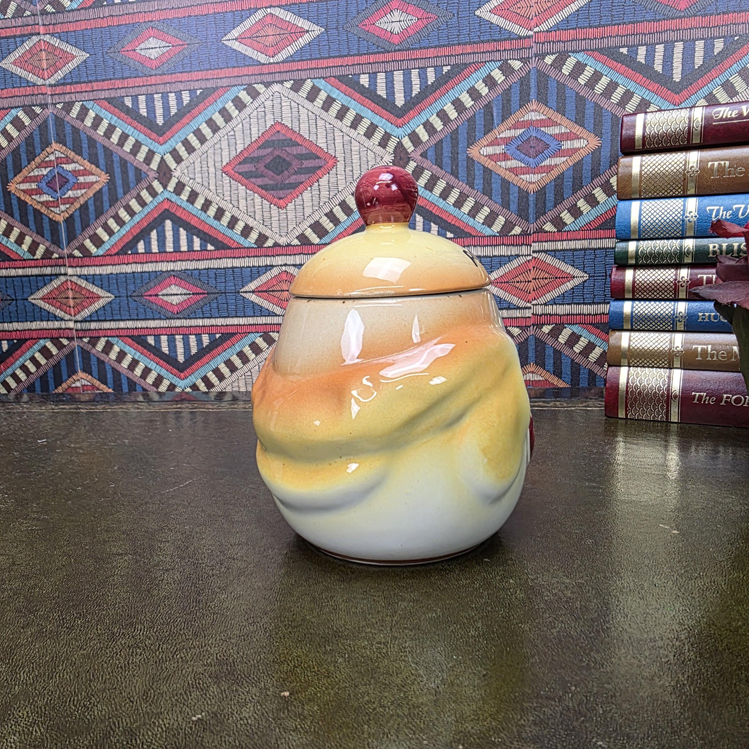 Vintage Pig Face Pork Dripping Jar Ceramic Storage Pot Kitchen Canister Novelty Farmhouse Decor