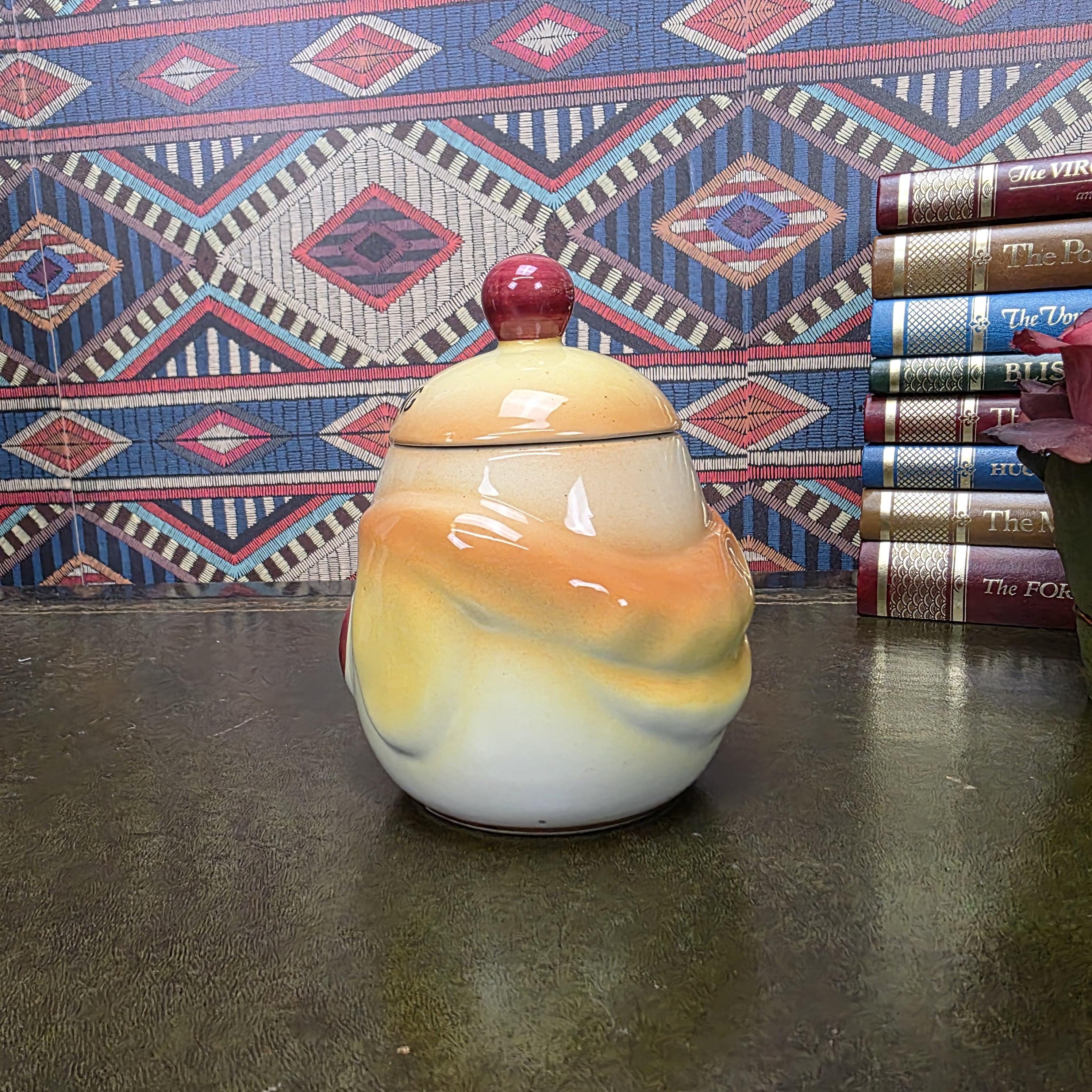 Vintage Pig Face Pork Dripping Jar Ceramic Storage Pot Kitchen Canister Novelty Farmhouse Decor