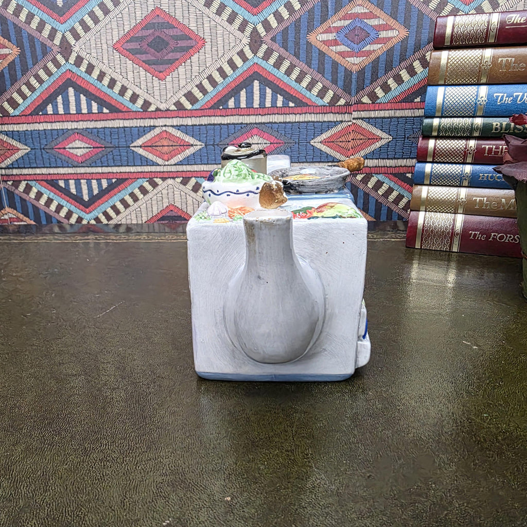 Vintage Novelty Stove Teapot Ceramic Kitchen Scene Teapot Miniature Cooking Range Kettle Decor