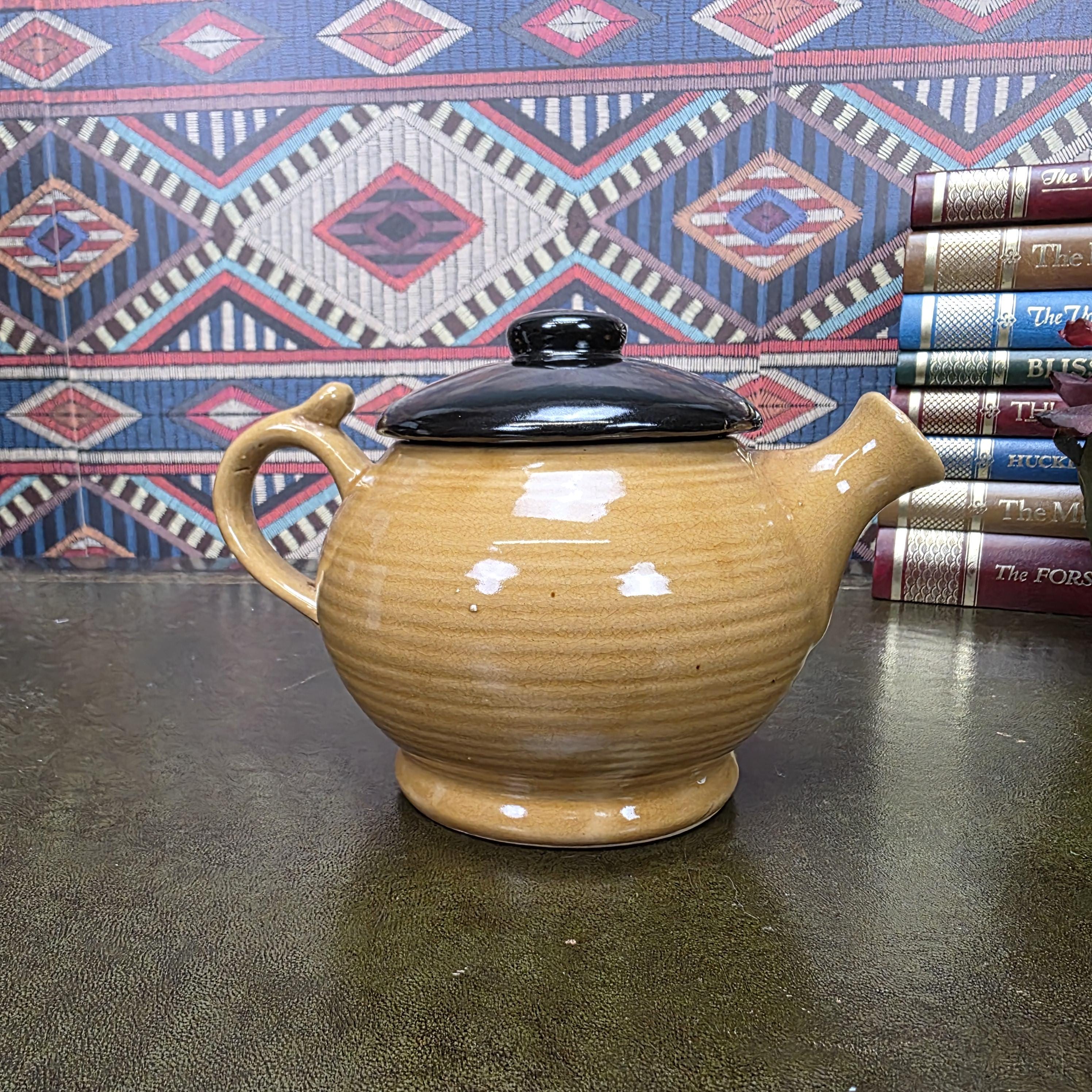 Vintage Character Face Teapot Ceramic Brown Novelty Kettle Whimsical Pottery Tea Pot Collectible