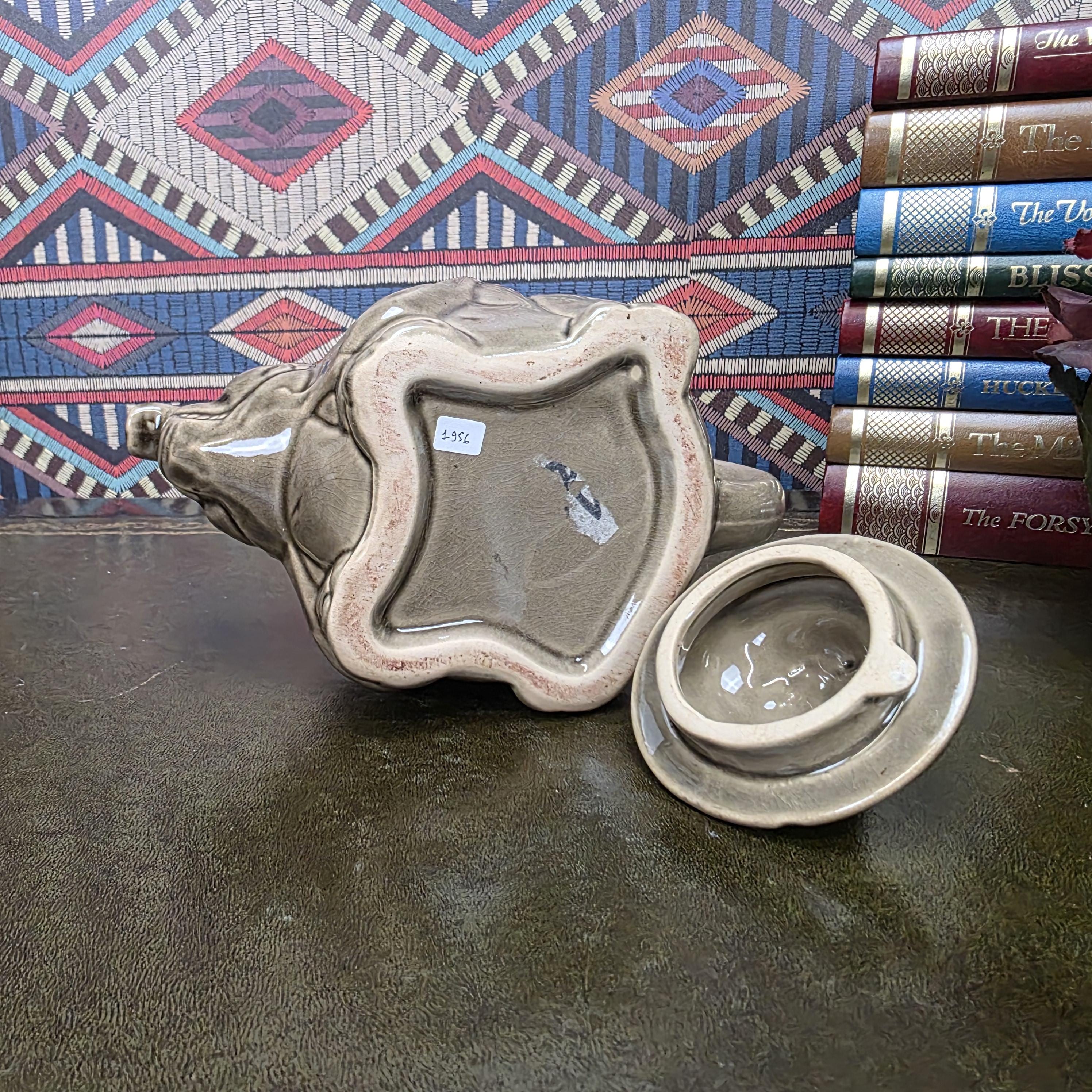 Vintage Ceramic Elephant Teapot Grey Animal Figurine Safari Decor Collectible Pottery Piece