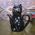 Vintage Black Cat Teapot Ceramic Figural Cat Coffee Pot Halloween Gothic Kitchen Decor Collectible