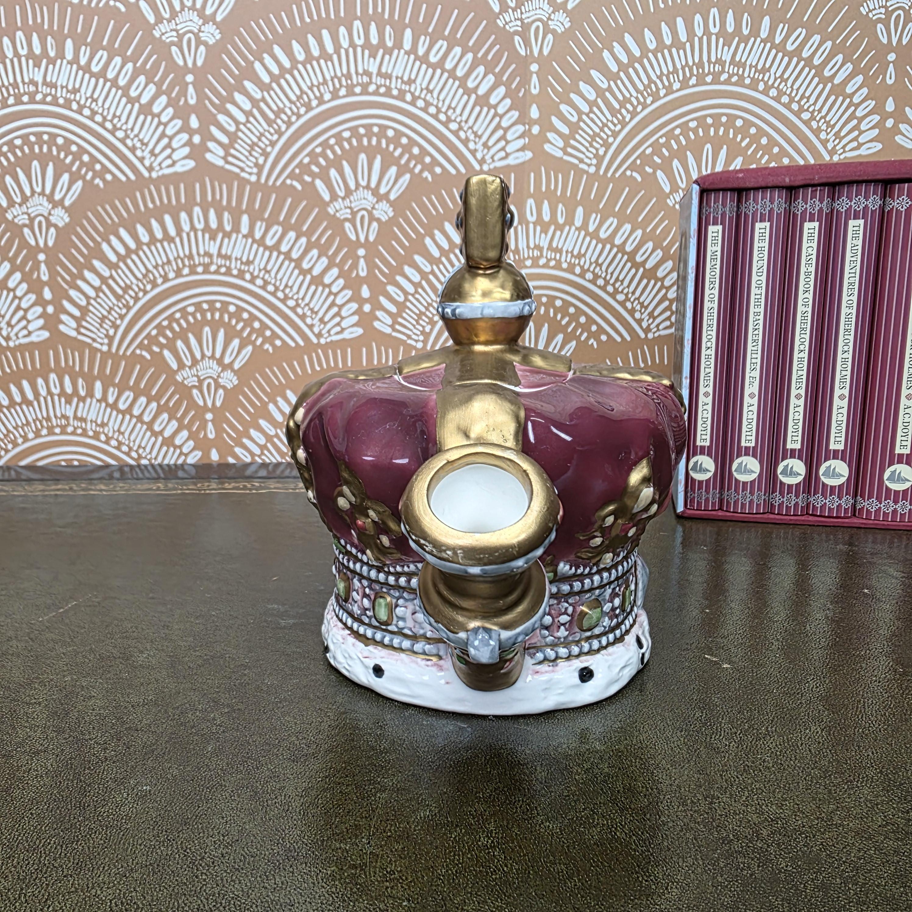 Vintage Crown Teapot Leonard Italian Ceramic Decorative Royal Design Collectors Display Mid Century