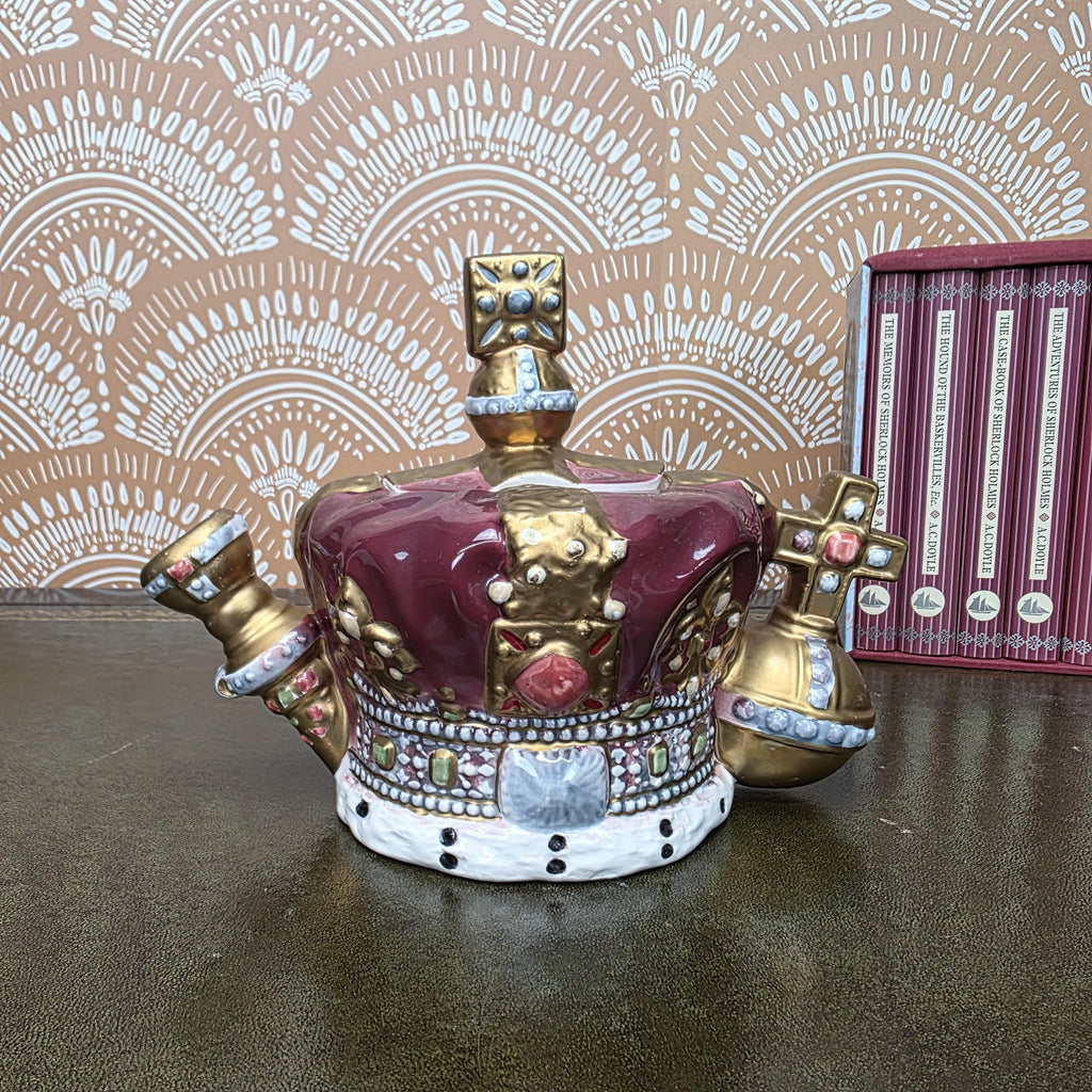 Vintage Crown Teapot Leonard Italian Ceramic Decorative Royal Design Collectors Display Mid Century