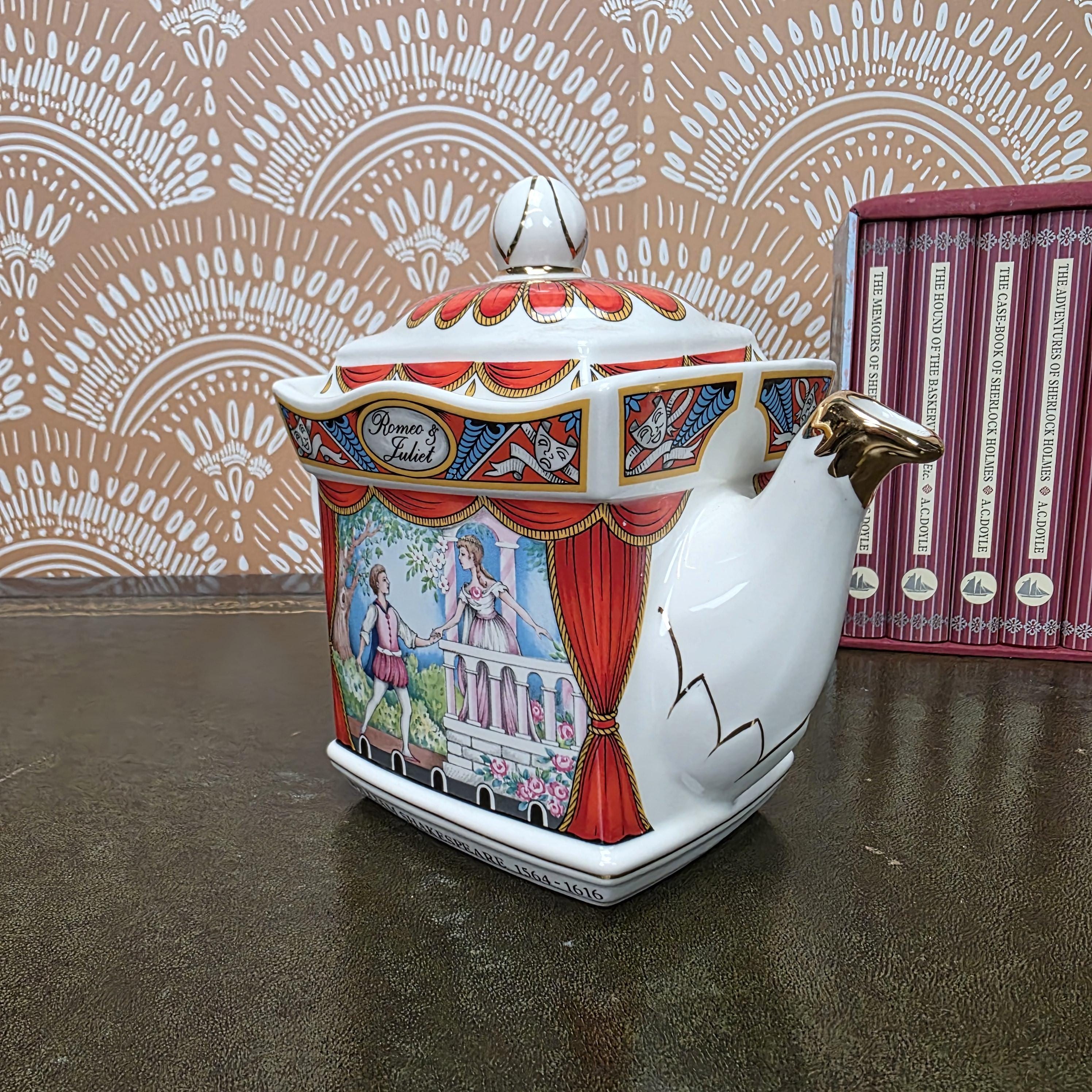Sadler Romeo Juliet Teapot Vintage Shakespeare Staffordshire England Ceramic Literary Collectible Teapot