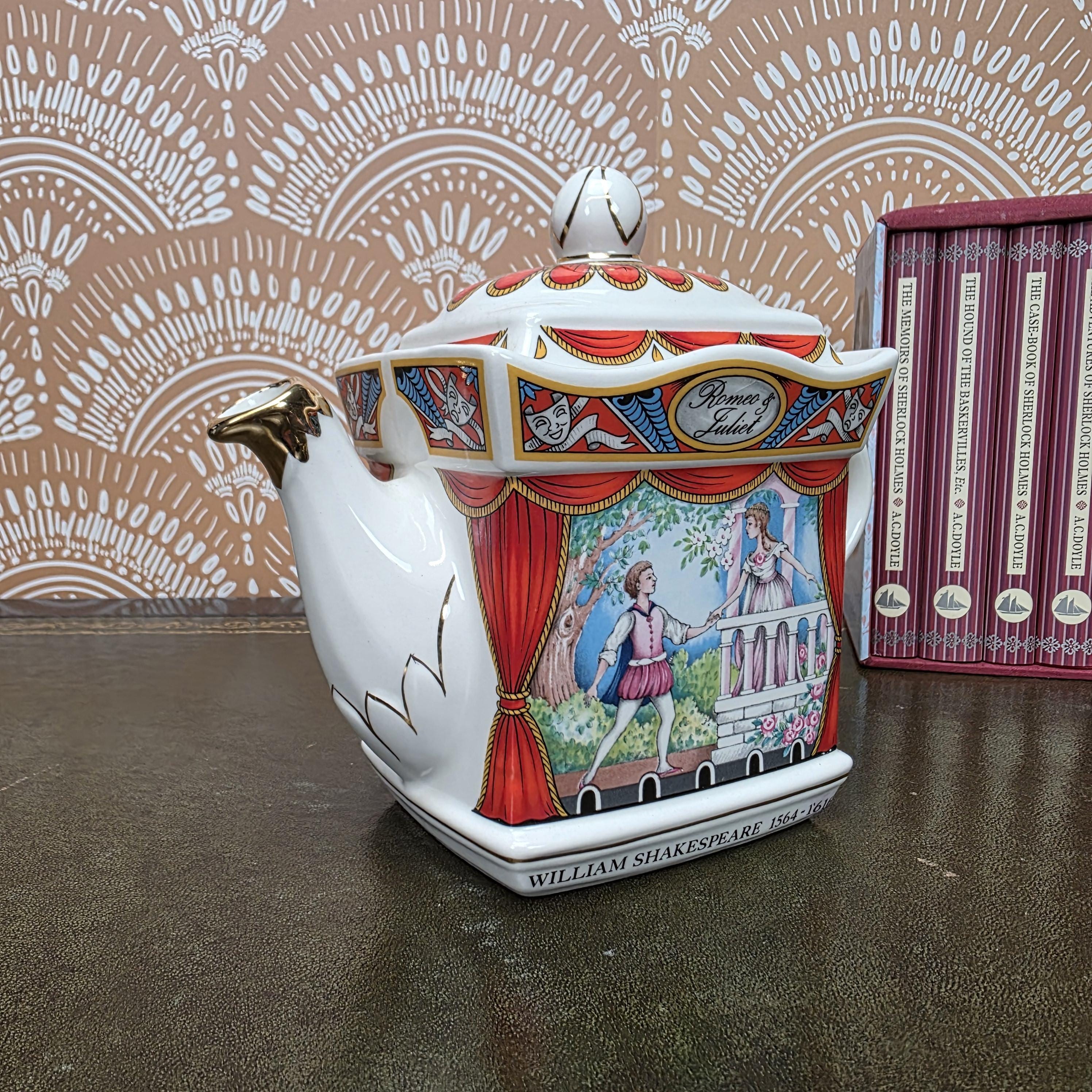 Sadler Romeo Juliet Teapot Vintage Shakespeare Staffordshire England Ceramic Literary Collectible Teapot