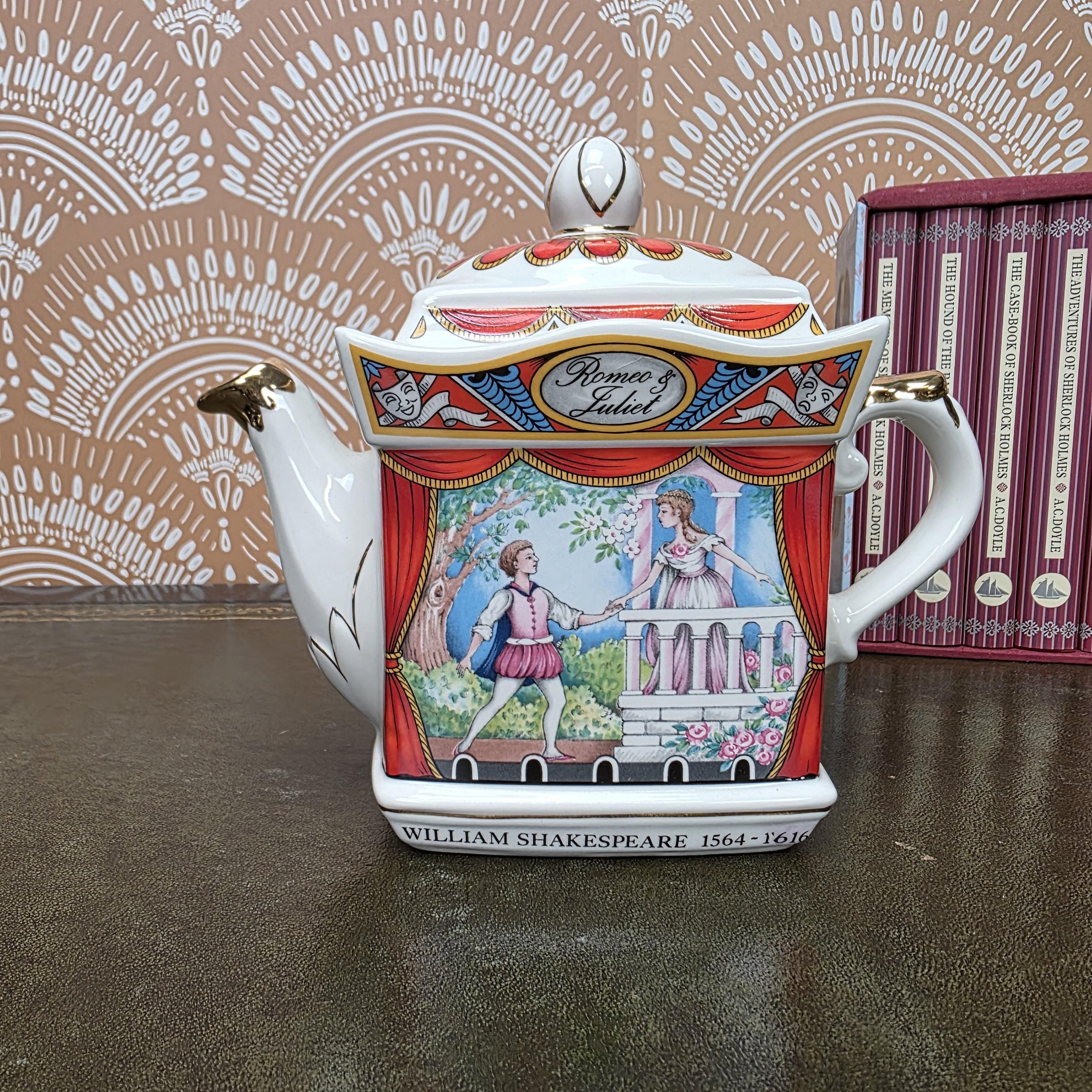 Sadler Romeo Juliet Teapot Vintage Shakespeare Staffordshire England Ceramic Literary Collectible Teapot