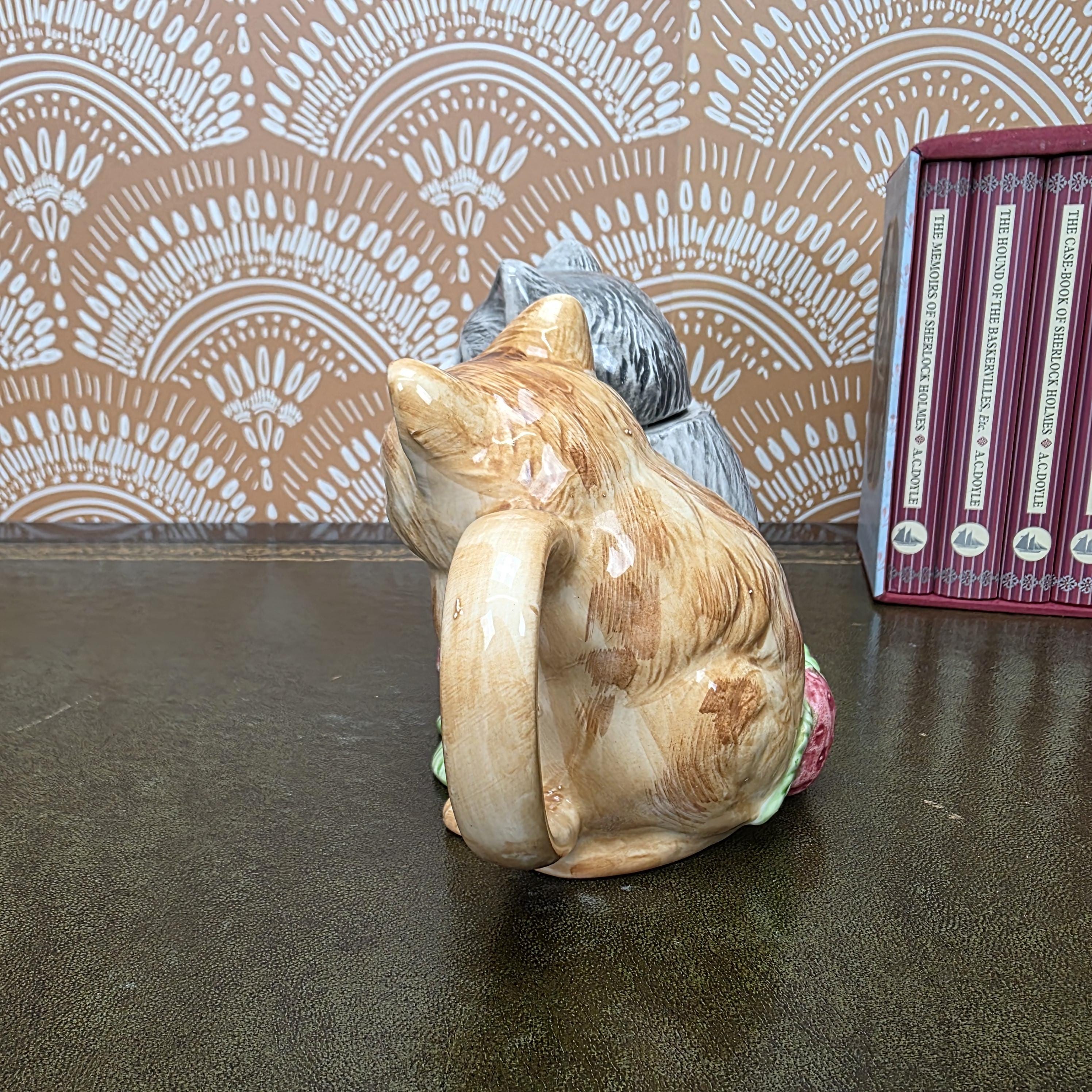 Vintage Ceramic Cat Teapot Strawberry Design Kittens Animal Cottagecore Kitchen Decor Collectible Piece