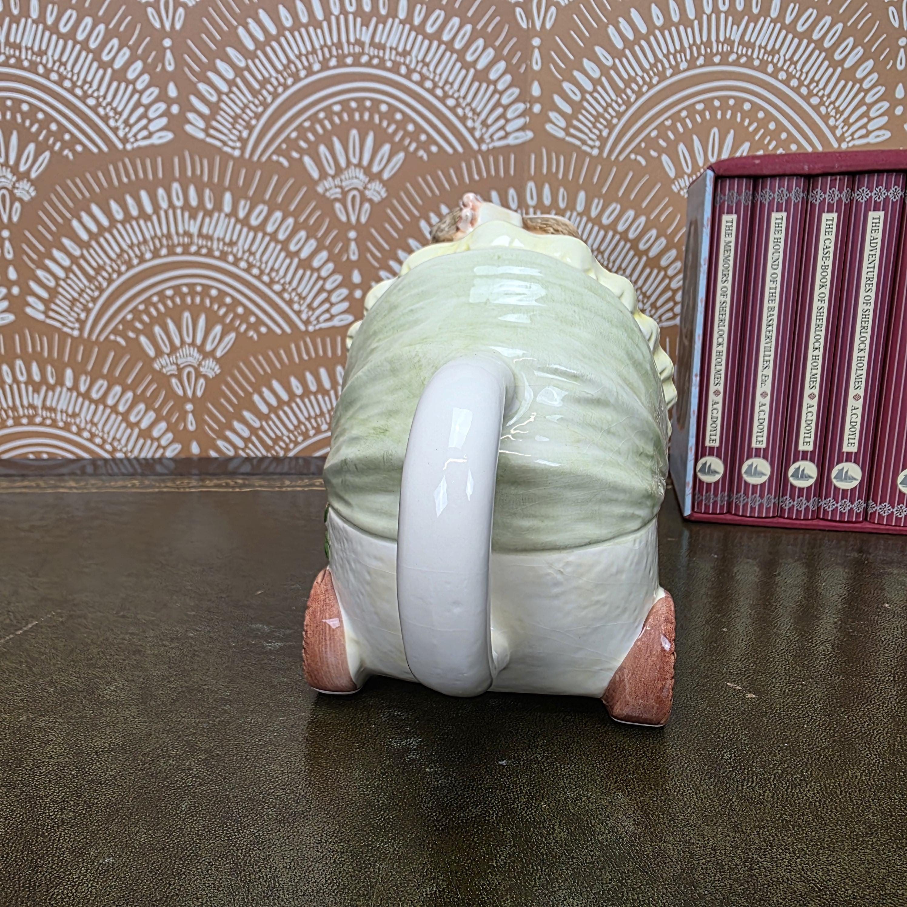 Vintage Baby Carriage Teapot Teddy Bear Ceramic Nursery Theme Collectible Novelty Kitchen Decor
