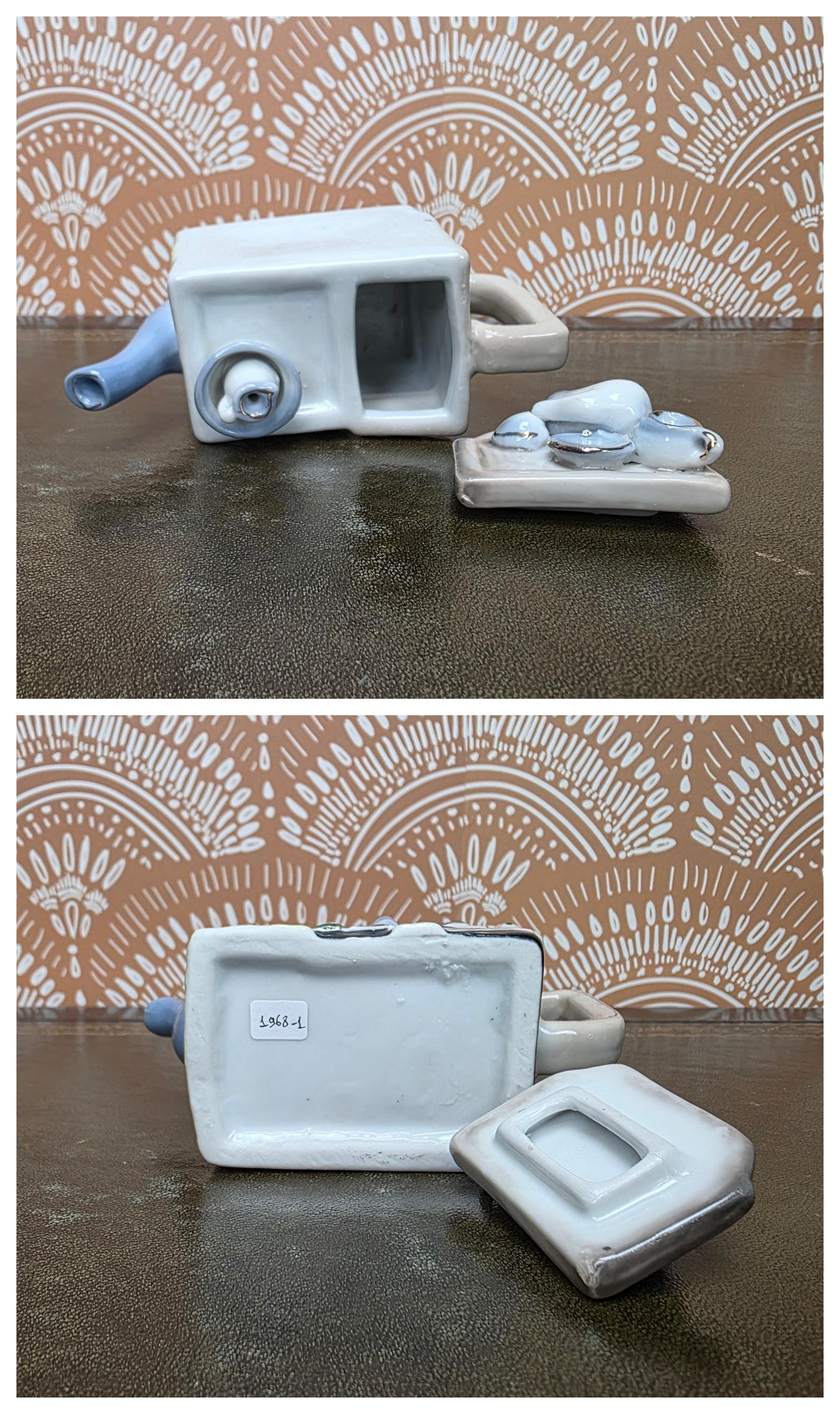 Ceramic Teapot Miniature Kitchen Design Collectors Piece Novelty Pottery Sewing Machine Cottage Corn Variants