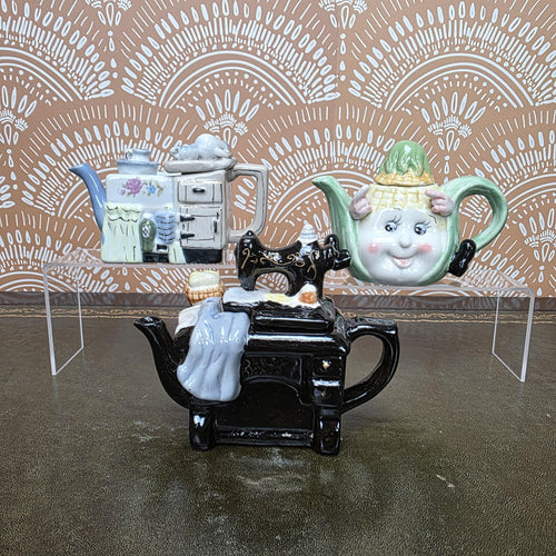 Ceramic Teapot Miniature Kitchen Design Collectors Piece Novelty Pottery Sewing Machine Cottage Corn Variants