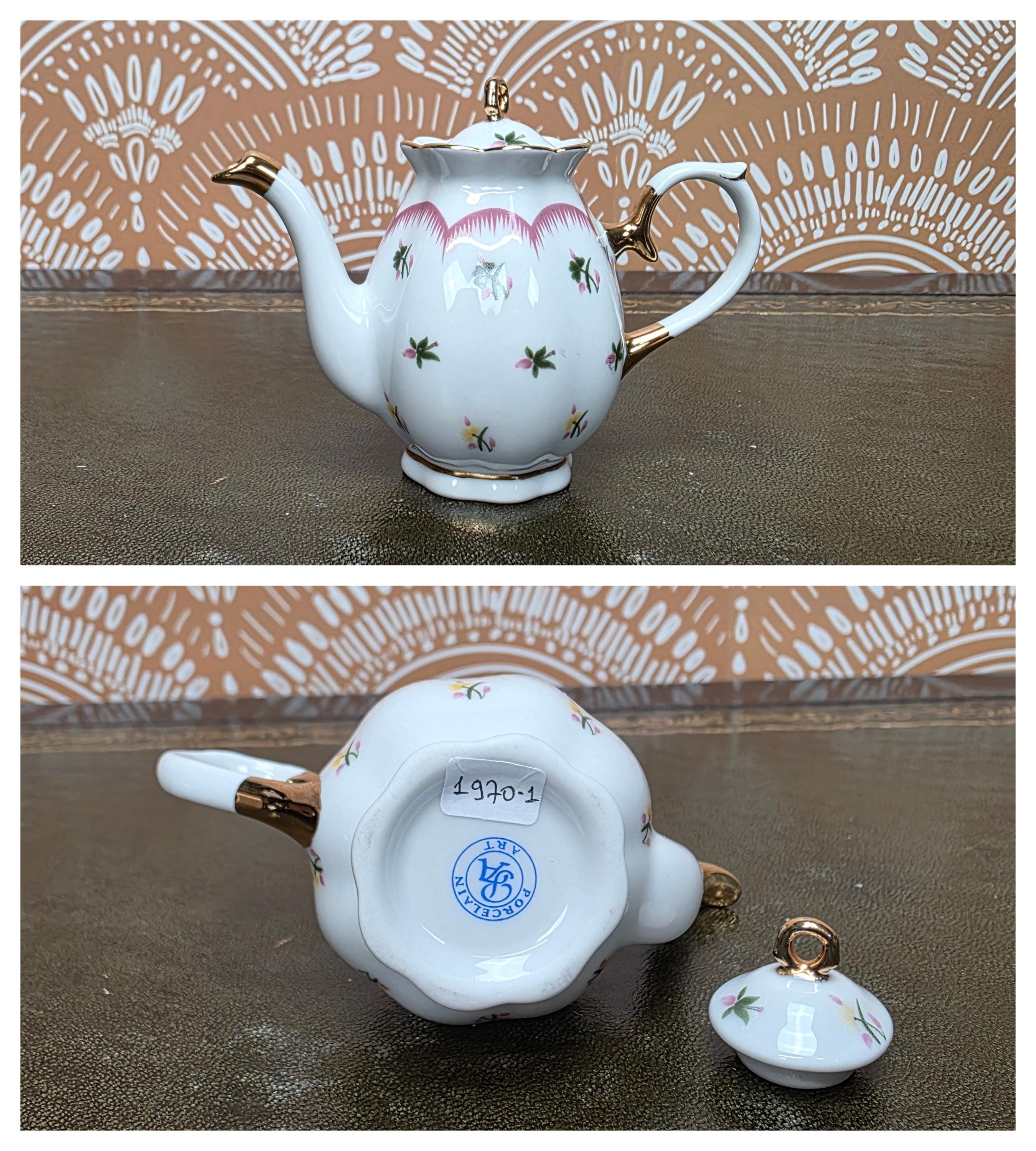 Miniature Porcelain Teapot Collection Porcelain Art Floral Blue Willow Bird Design Vintage Display Decor