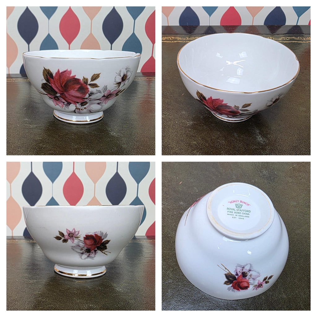 Royal Stafford Honey Bunch Open Sugar Bowl Fine Bone China England Floral Serving Piece