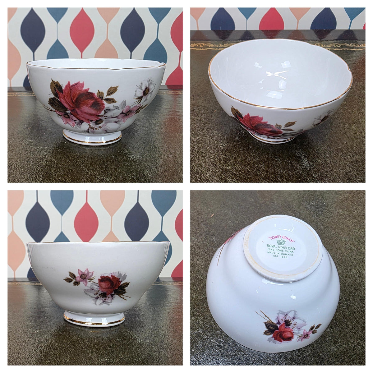 Royal Stafford Honey Bunch Open Sugar Bowl Fine Bone China England Floral Serving Piece