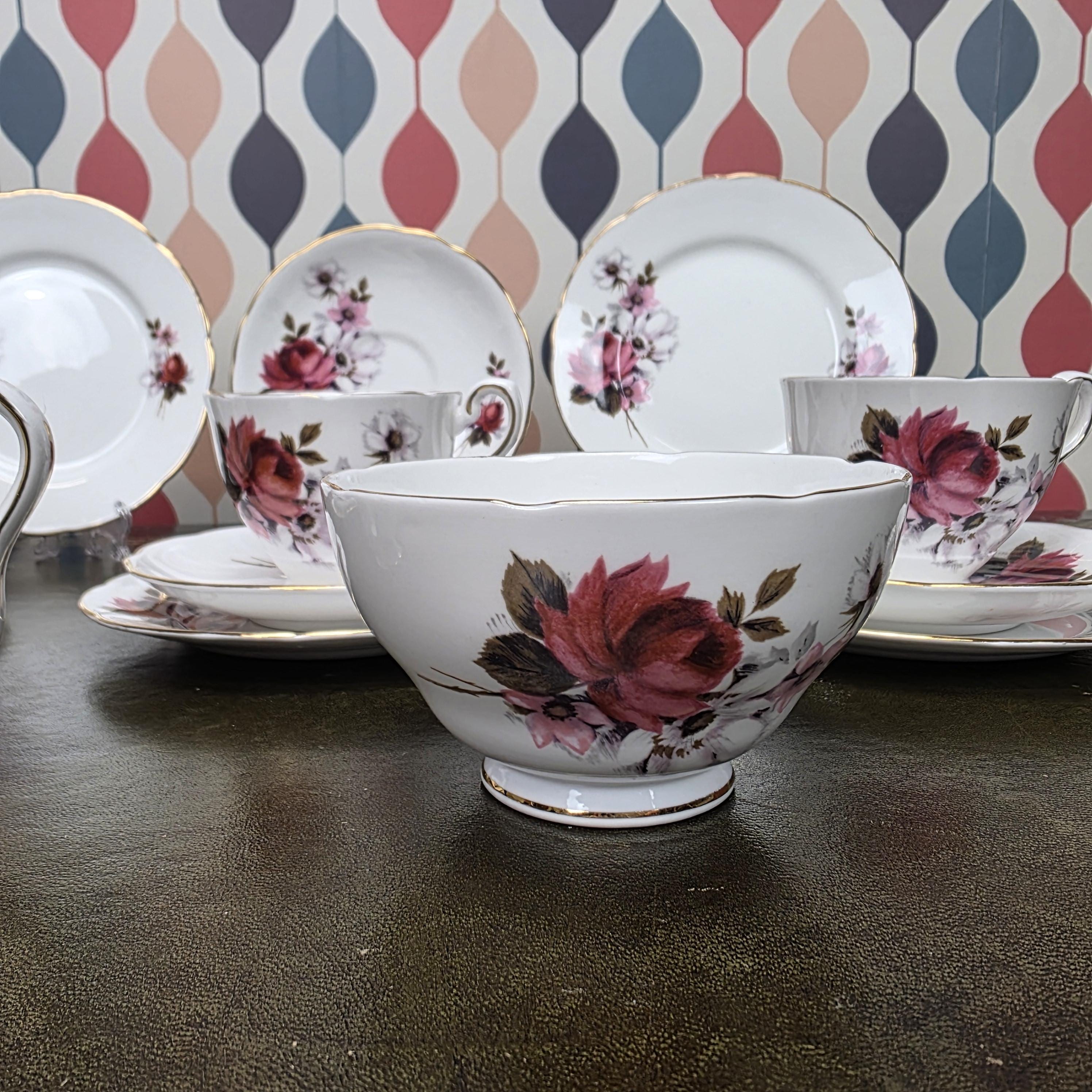 Royal Stafford Honey Bunch Open Sugar Bowl Fine Bone China England Floral Serving Piece