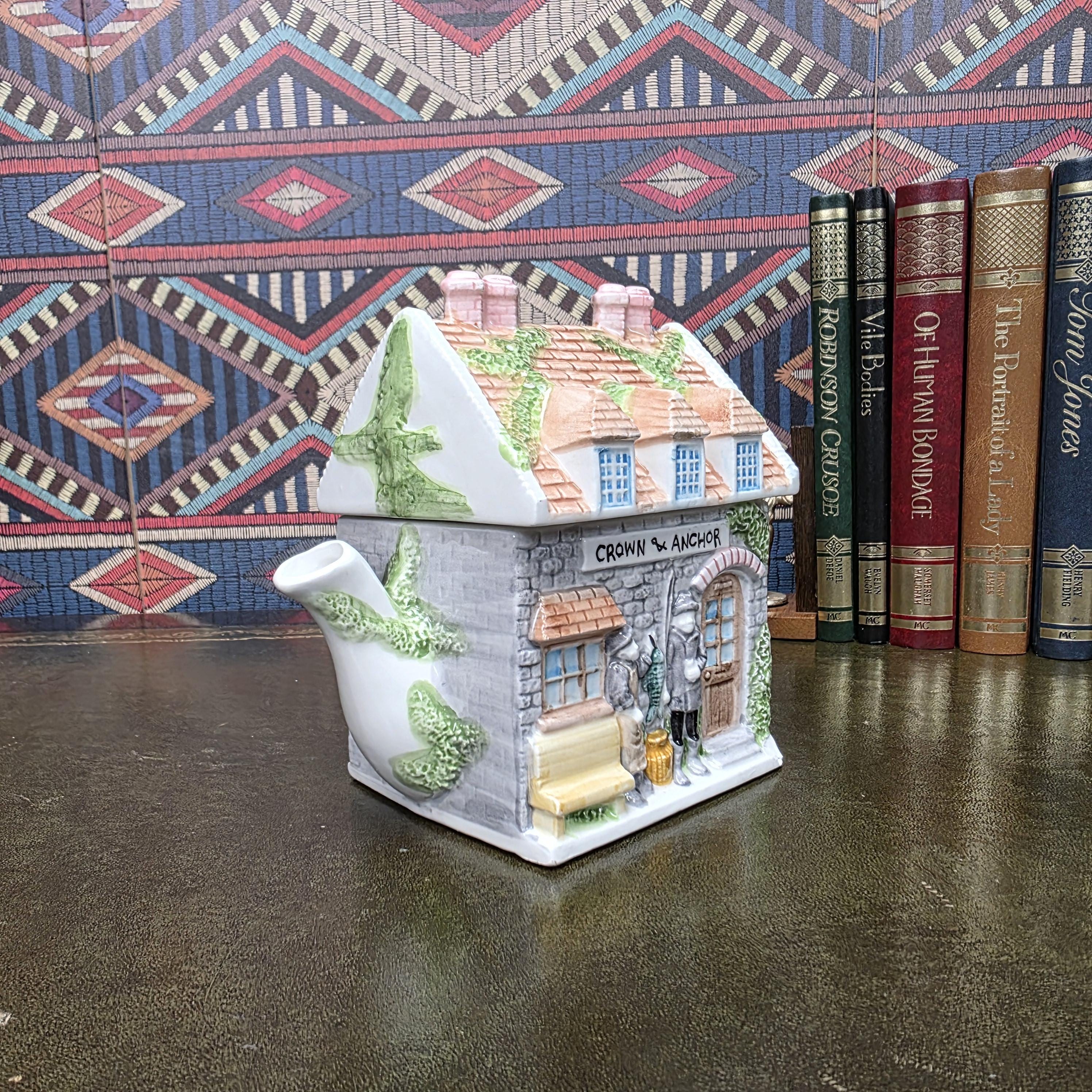 Leonardo Collection Cottage House Teapot Crown and Anchor Pub Ceramic Novelty Tea Pot English