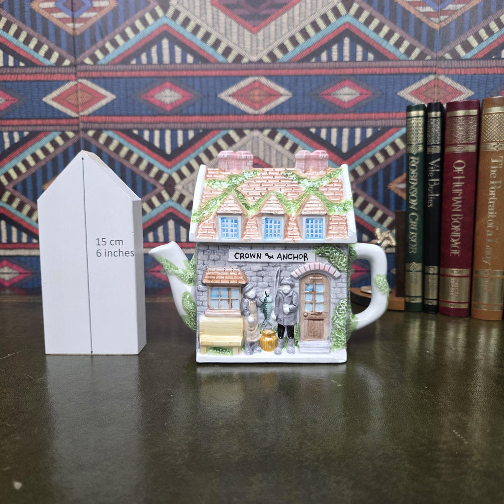 Leonardo Collection Cottage House Teapot Crown and Anchor Pub Ceramic Novelty Tea Pot English