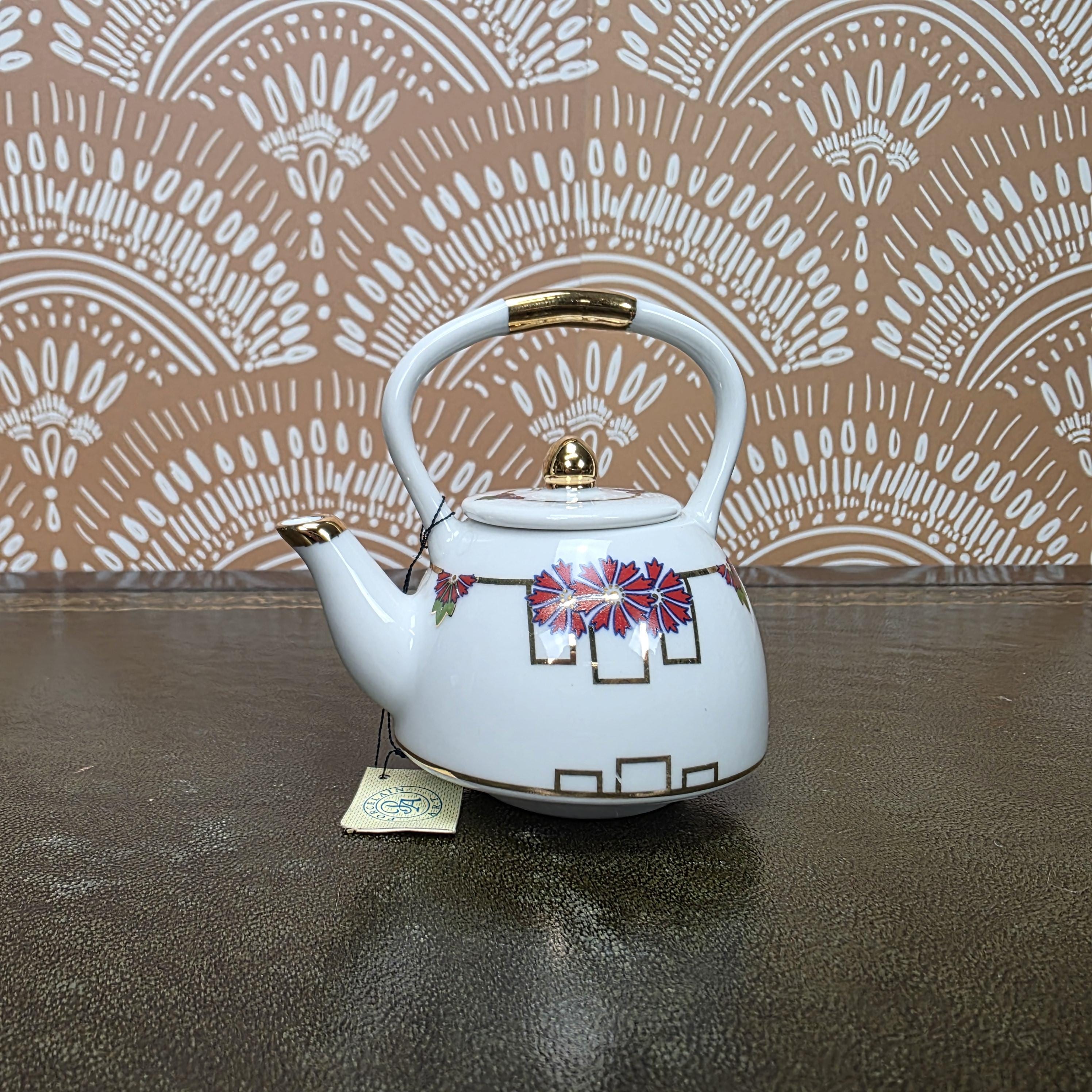 Miniature Porcelain Teapot Collection Porcelain Art Floral Blue Willow Bird Design Vintage Display Decor