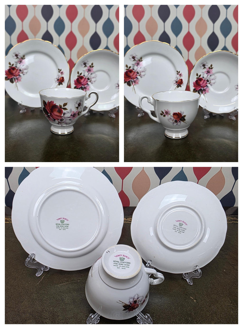 Royal Stafford Honey Bunch Open Sugar Bowl Fine Bone China England Floral Serving Piece
