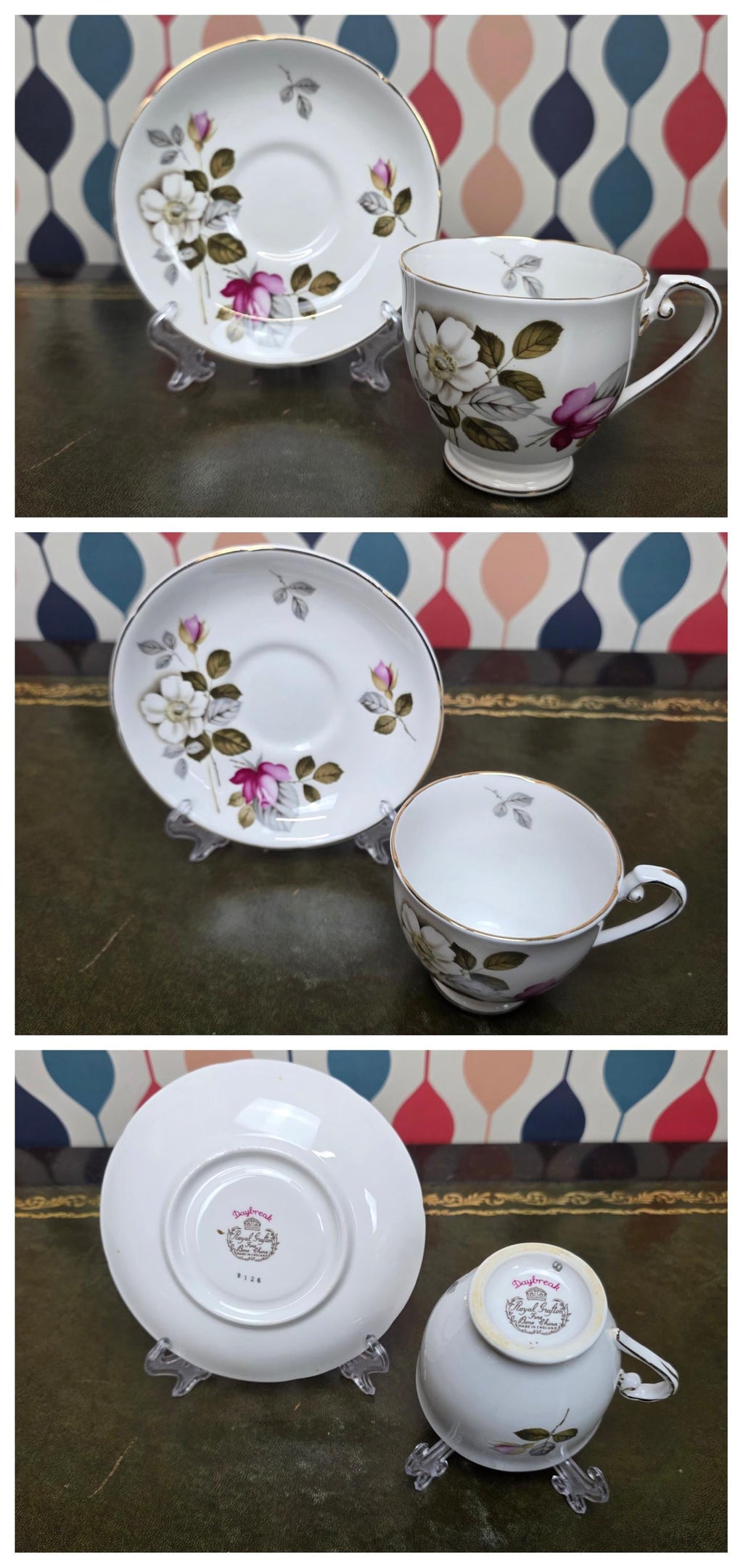 Royal Grafton Daybreak Tea Trio Fine Bone China Floral Cup Saucer Tea Plate Staffordshire