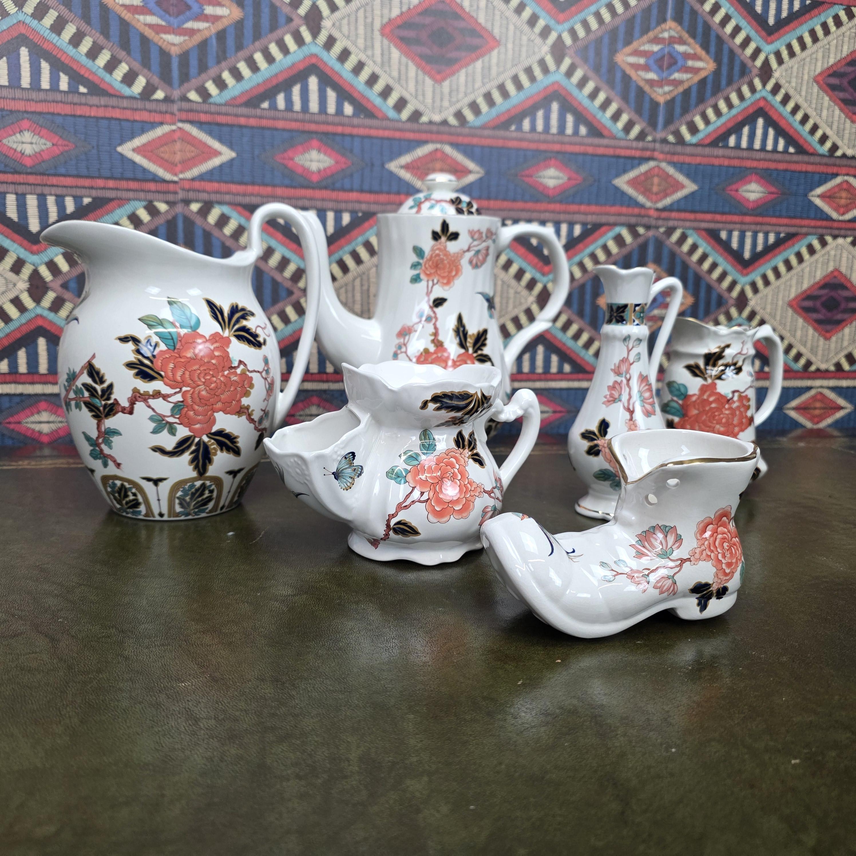 James Kent Eastern Glory Teapot Chinoiserie Coffee Pot Old Foley England Floral Bird Collectible