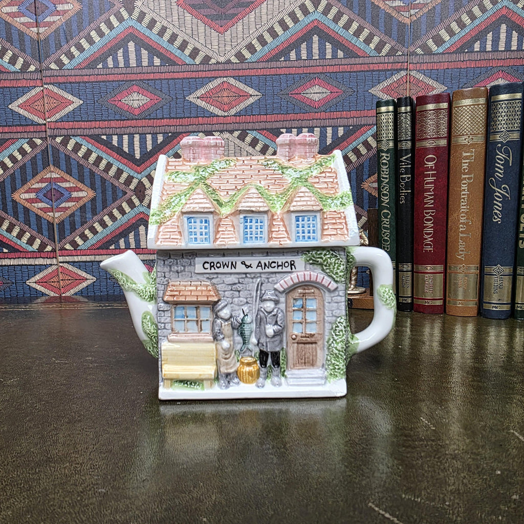 Leonardo Collection Cottage House Teapot Crown and Anchor Pub Ceramic Novelty Tea Pot English