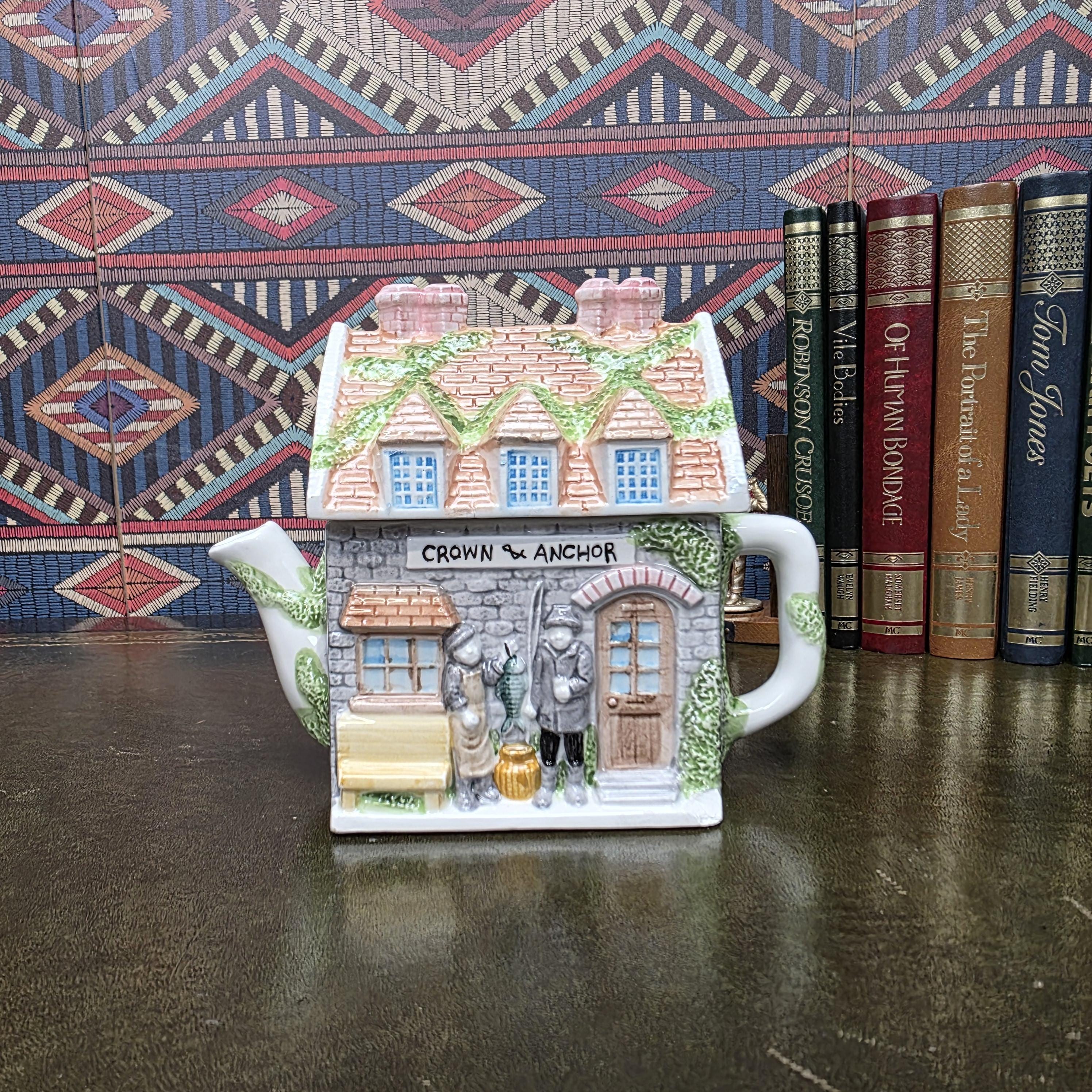 Leonardo Collection Cottage House Teapot Crown and Anchor Pub Ceramic Novelty Tea Pot English