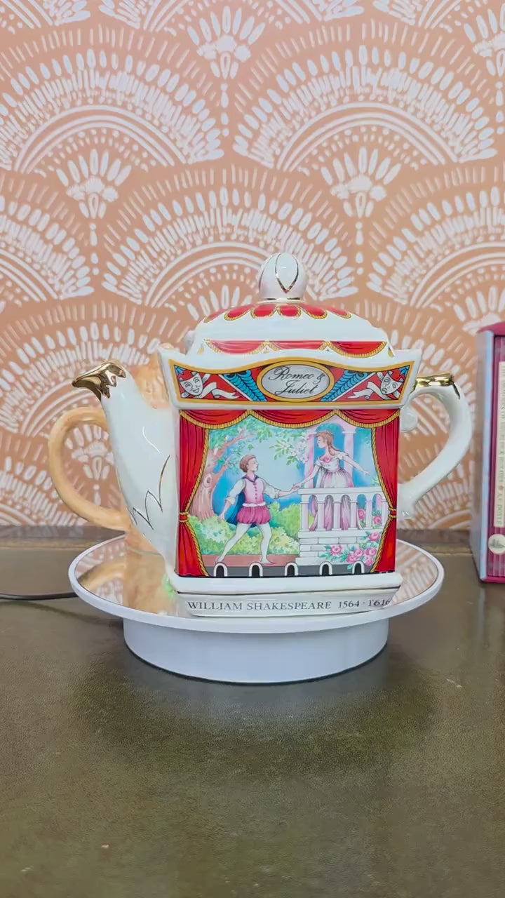 Sadler Romeo Juliet Teapot Vintage Shakespeare Staffordshire England Ceramic Literary Collectible Teapot