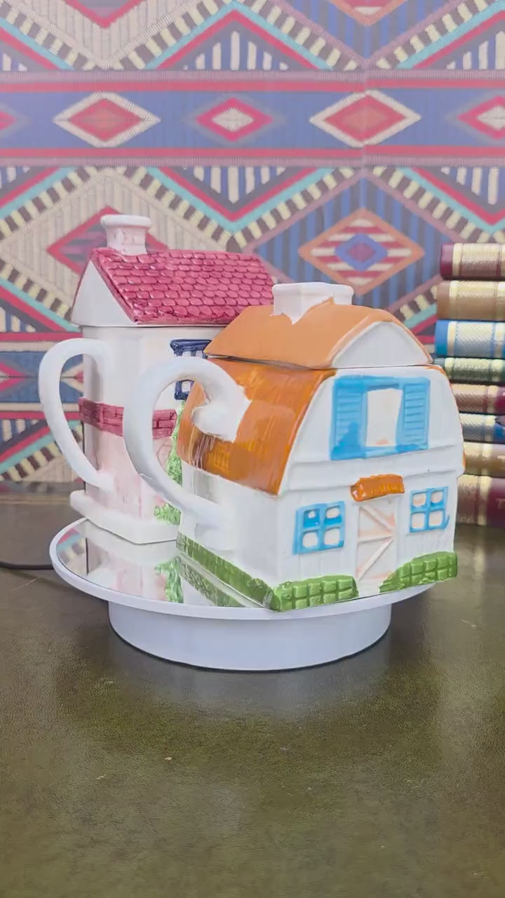 House Shaped Teapot Chocolate Shop Ceramic Teapot Vintage Cottage Decor Collectible Novelty Kitchen Piece